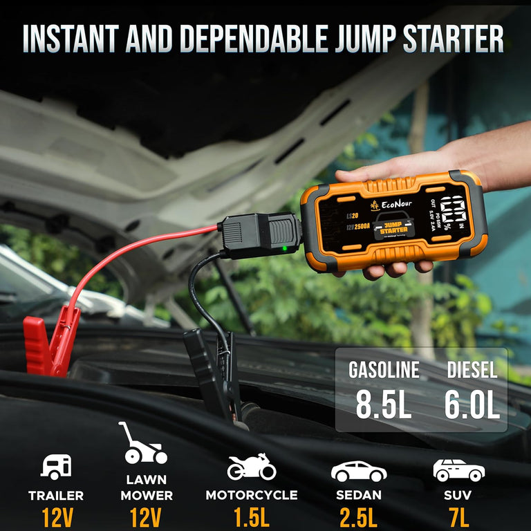 2500A portable car jump starter EcoNour with smart jumper cables