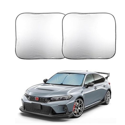 EcoNour 2-Piece Car Windshield Sun Shade | Durable 240T Polyester Sun Shield for Front Window Blocks UV Rays | Foldable Automotive Interior Accessories for Sun Protection | Small (23.5 x 29 inches)