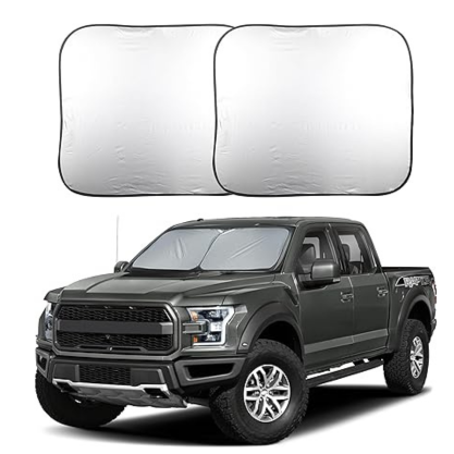 EcoNour Car Windshield Sun Shade (2 Pieces) - 32.5 x 36 inches Car Sun Shade Made of Durable 240T Reflective Polyester Blocks Heat and UV Rays - Large Foldable Windshield Sun Shade Car Accessories