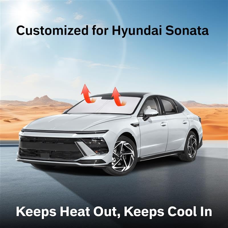 EcoNour Hyundai Sonata Windshield Sunshade keeps sedan interior cool