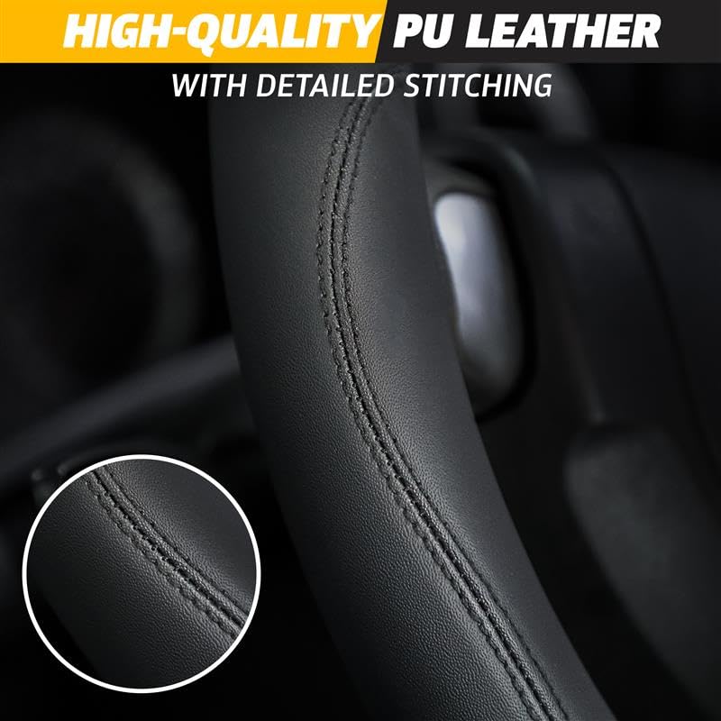 EcoNour PU leather Car Steering Wheel Cover black design