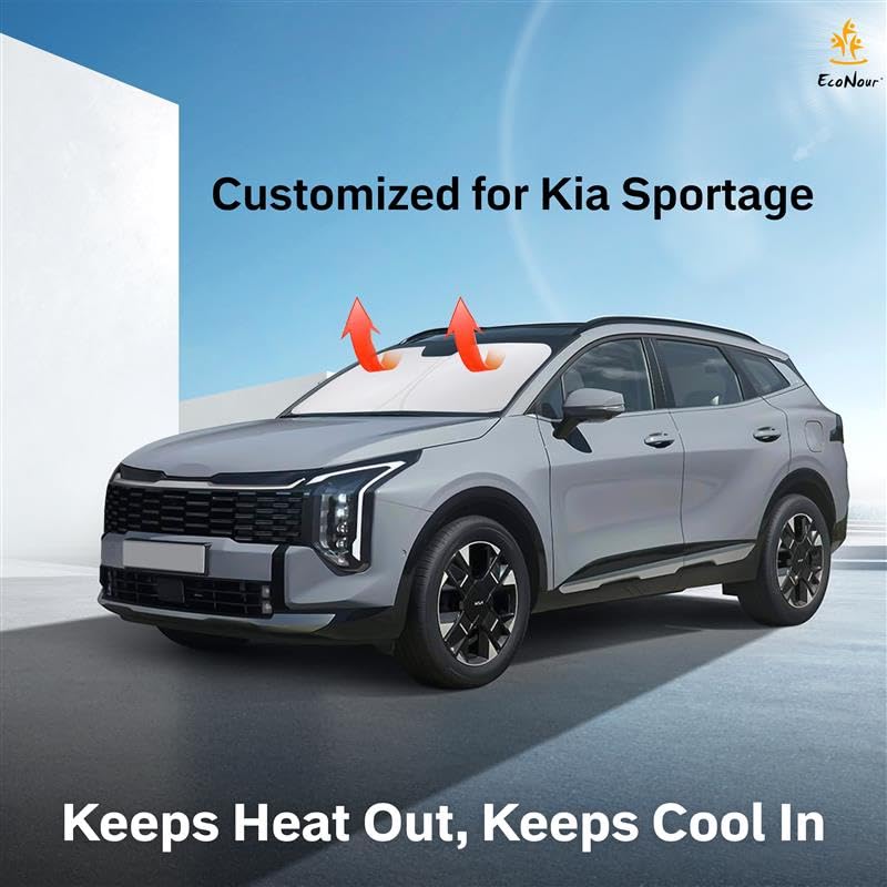 Foldable Kia Sportage Windshield Sunshade for easy storage and use