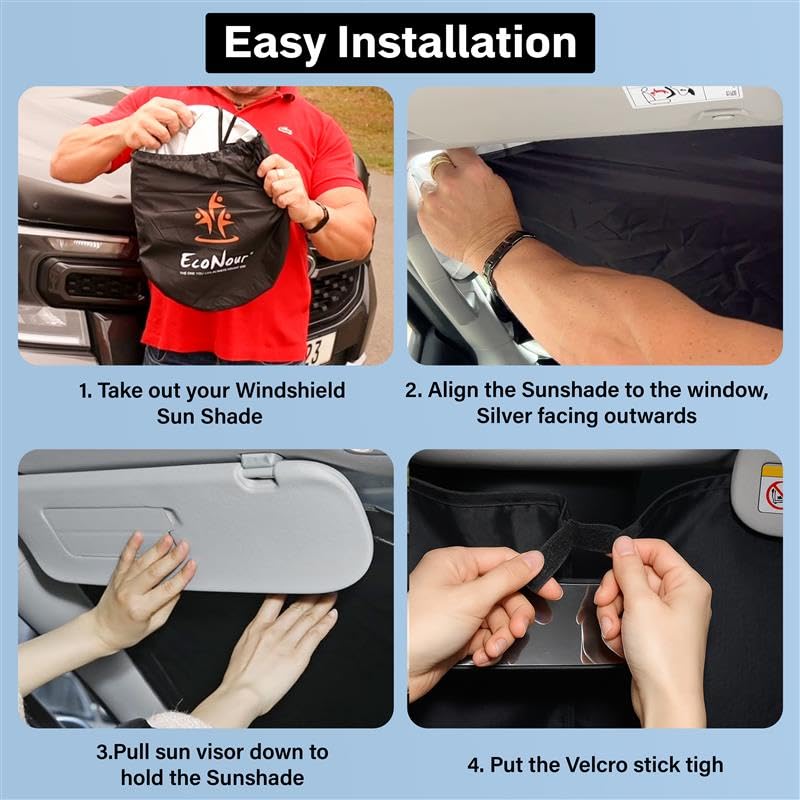for Honda Accord 2018-2024 2025 Car Windshield Sunshade-EcoNour 240T Polyester Material Cars Sun Visor Reflector - Blocks UV Rays - Foldable Sunshade Interior Protection Accessories