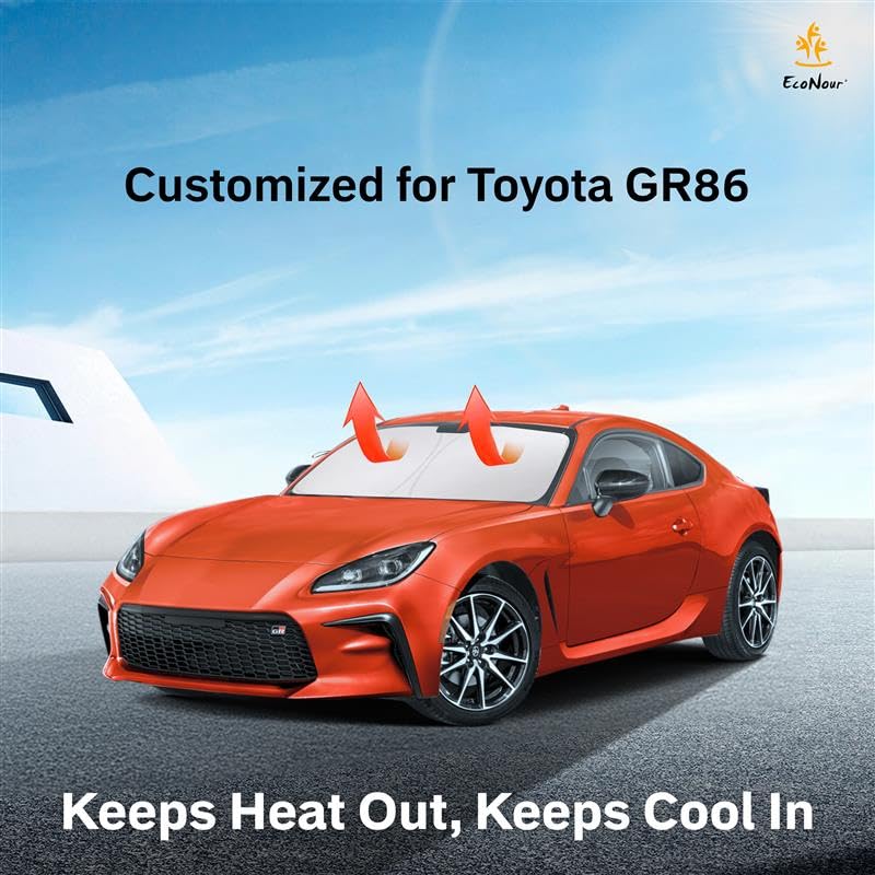 Toyota GR86 Windshield Sunshade (2022–2023) by EcoNour – Durable 240T polyester sun visor for heat & UV protection.