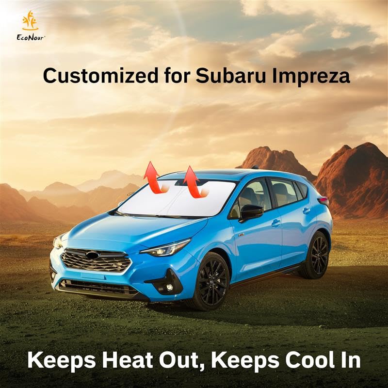 EcoNour Subaru Impreza Windshield Sunshade (2017–2025) foldable visor for interior protection.