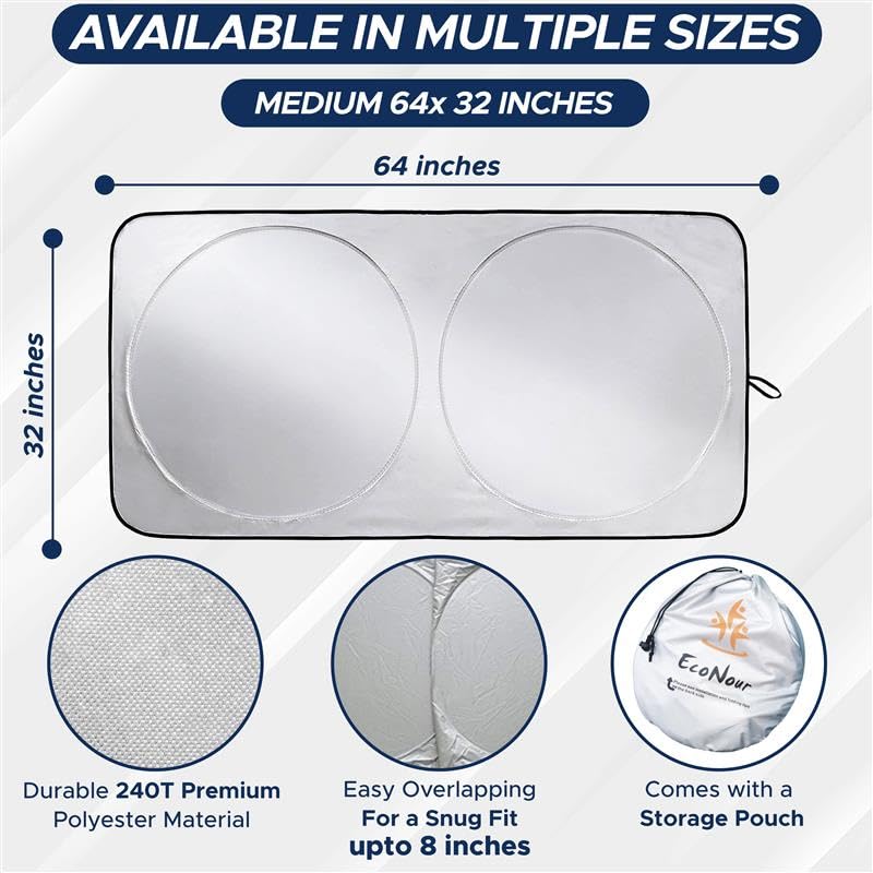 Car Windshield Sun Shade – EcoNour Heat & Sun Blocker for Interior