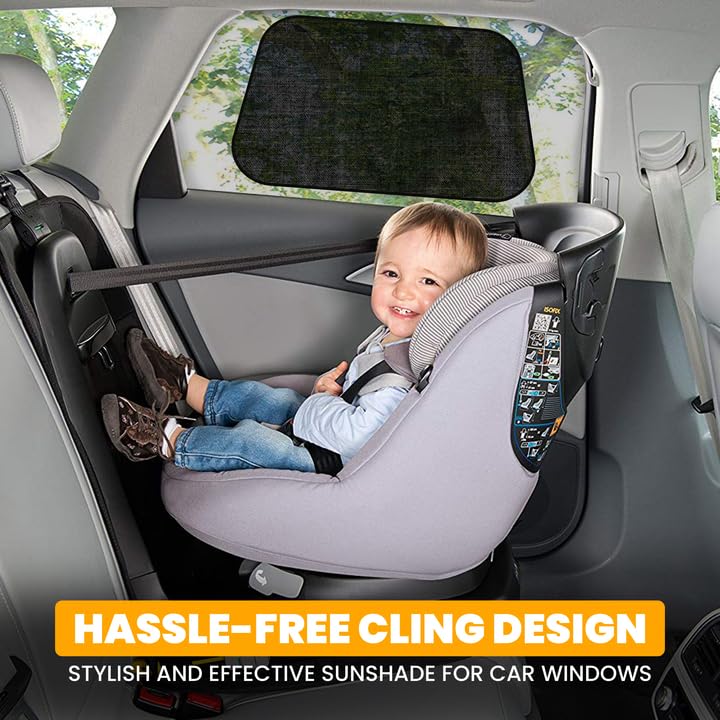 Car Window Shades for Baby (2 Pack Transparent) | EcoNour Easy-to-Install Car Sunshade for Kids