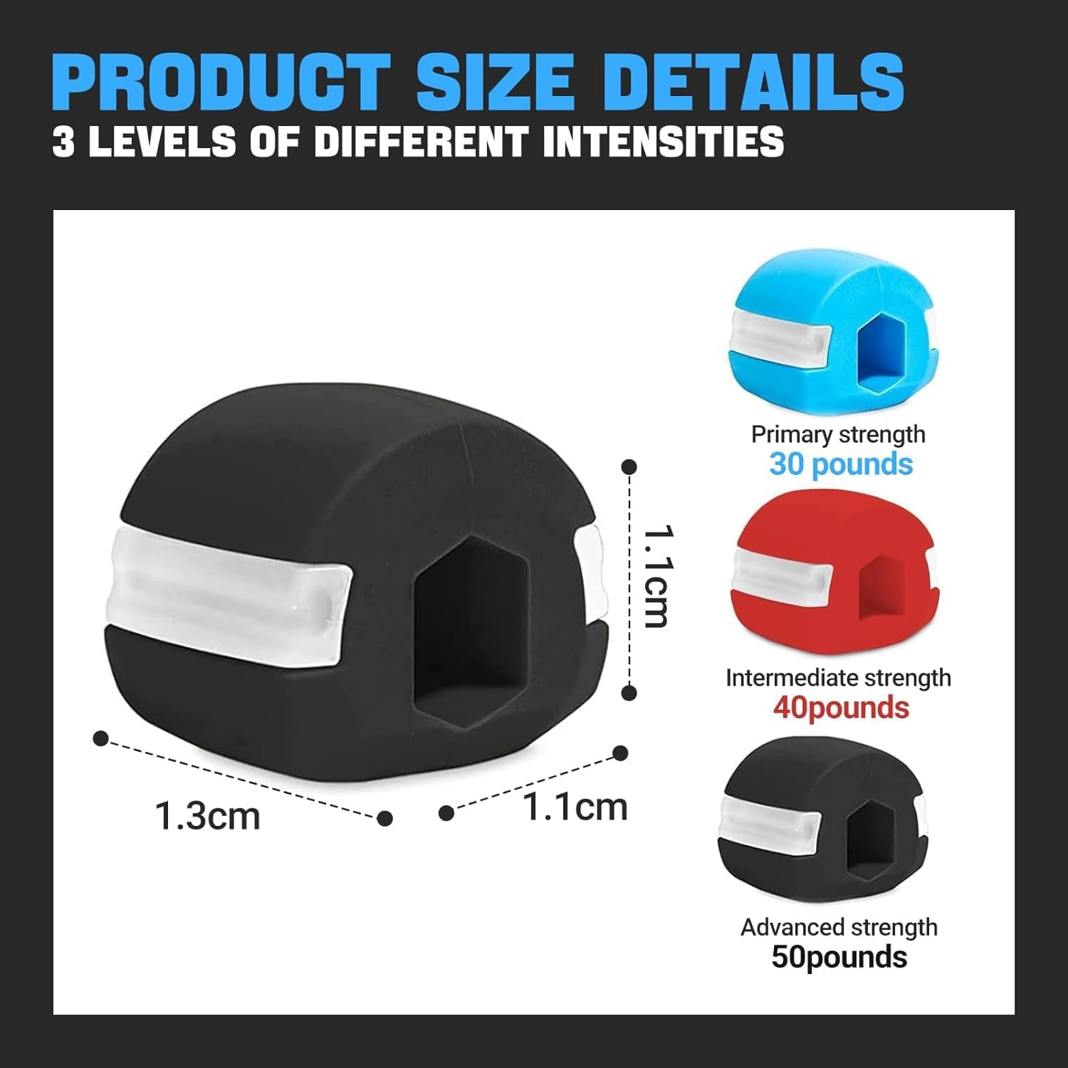 EcoNour Jaw Exerciser 3 Pack Jawline Toner Exerciser double chin removal & Enhancing Chiselled Jawline, Face Exerciser for Men & Women - With Necklace and Storage Containers