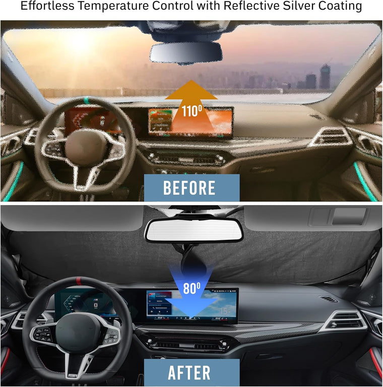 Foldable Windshield Sun Shade for Car – EcoNour Medium 64