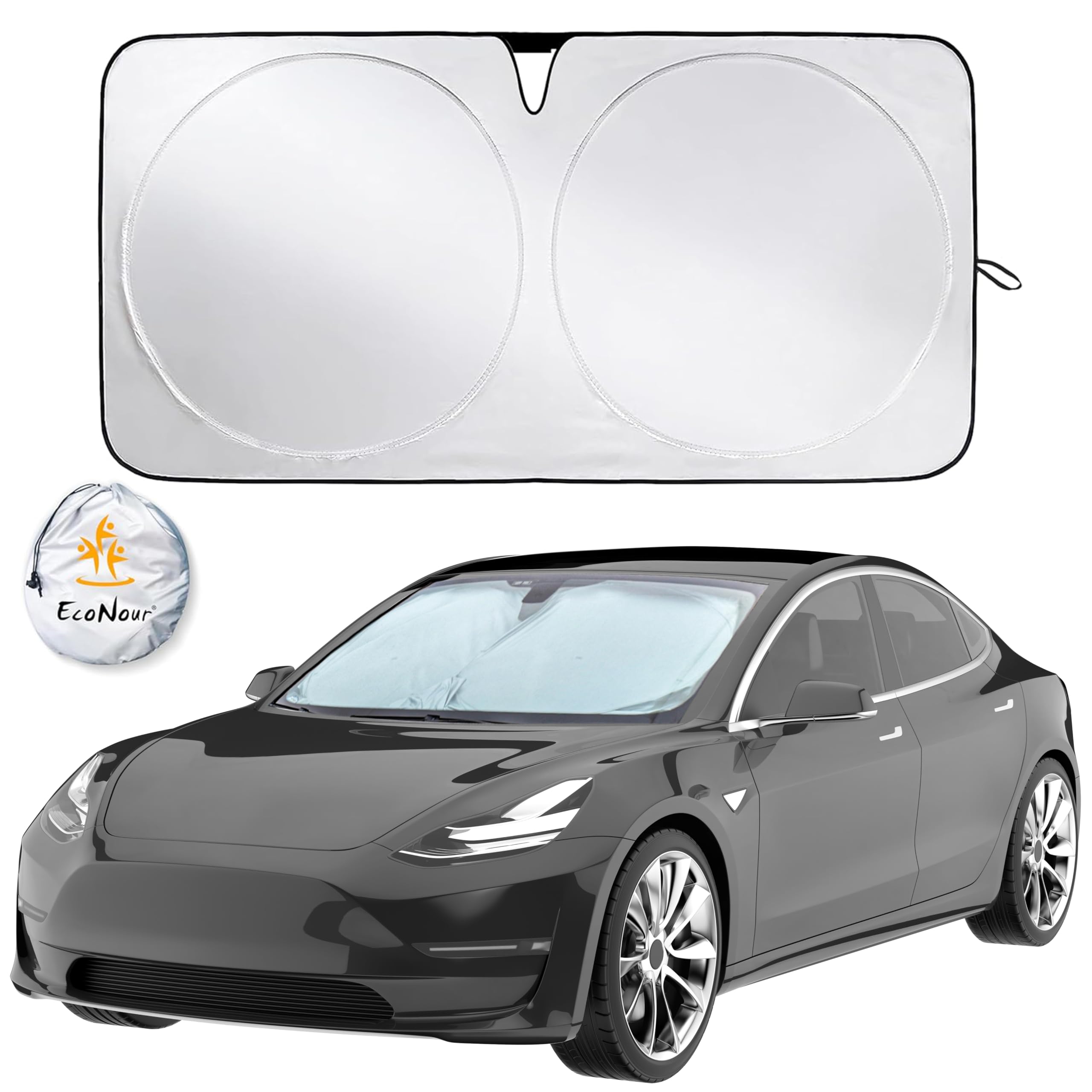 Tesla Windshield Sun Shade – EcoNour Foldable Sun Blocker for Model 3 & Y