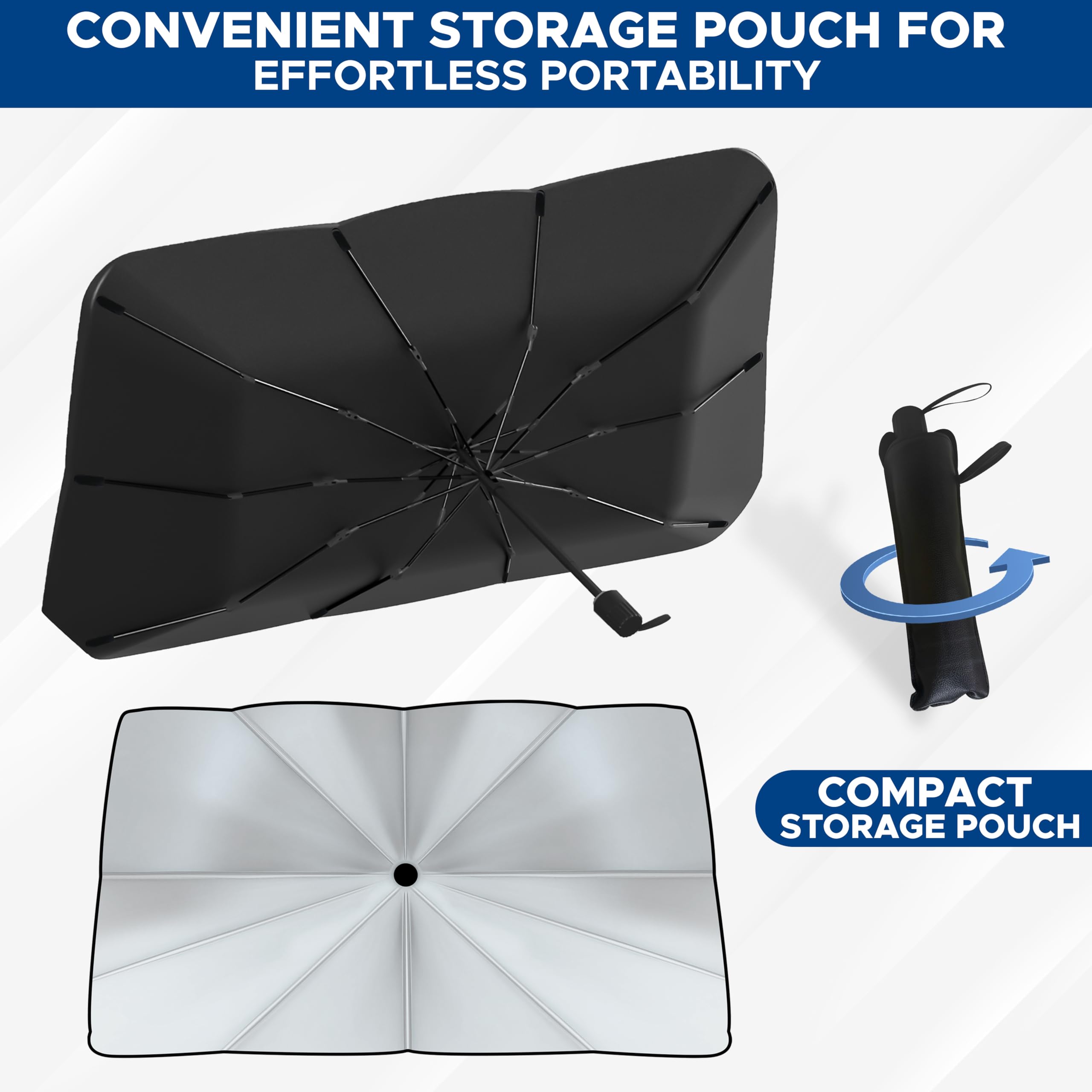 Universal Car Umbrella Windshield Sun Shade for heat and UV blocking.
