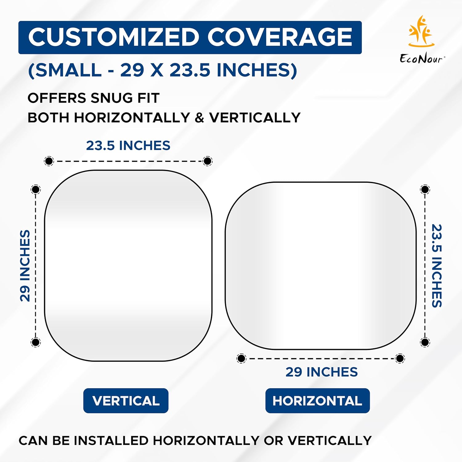 EcoNour 2-Piece Car Windshield Sun Shade | Durable 240T Polyester Sun Shield for Front Window Blocks UV Rays | Foldable Automotive Interior Accessories for Sun Protection | Small (23.5 x 29 inches)