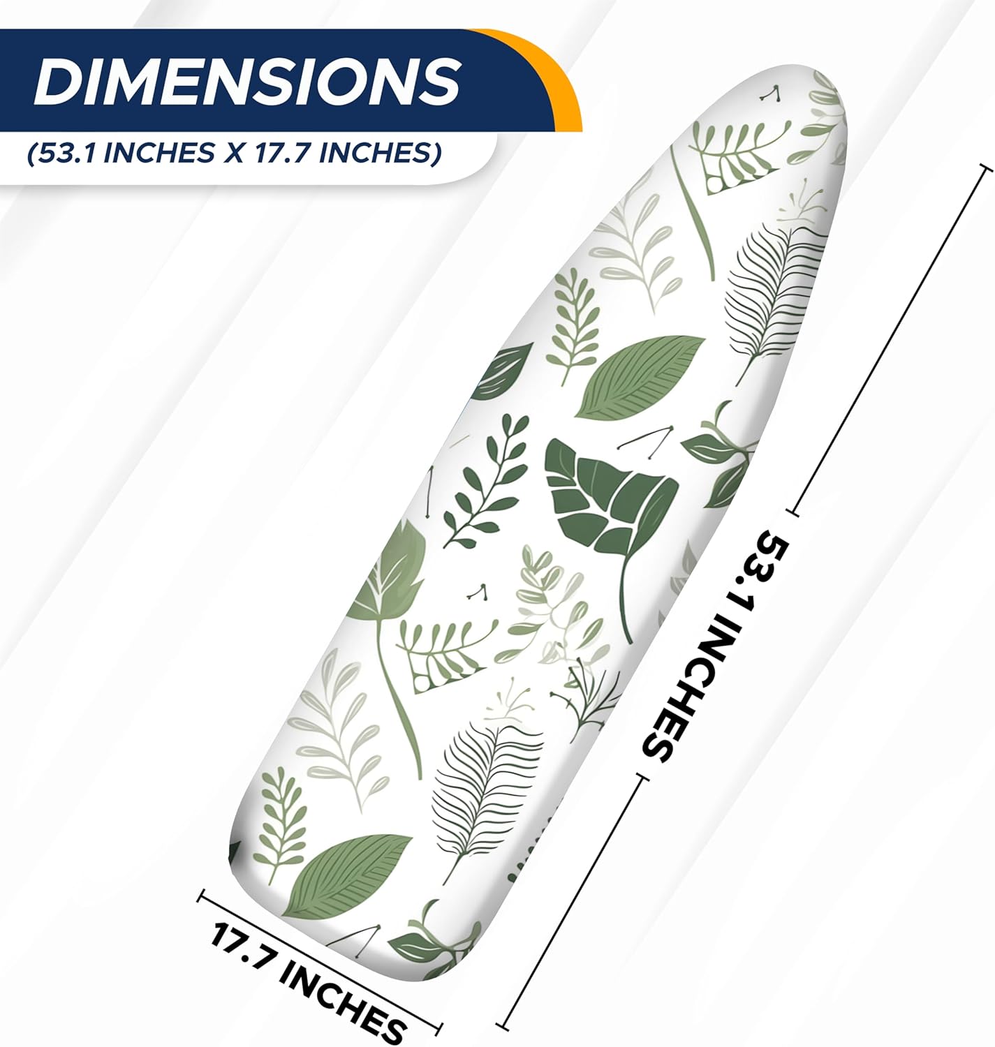 EcoNour Ironing Board Covers 124 x 38 cm Extra Thick 7mm Padding, 100% Cotton Top Covers Easy-Fit for Protecting Ironing Board Cover Complete Set with 4 Strings and Scorch Resistant Padding - Large