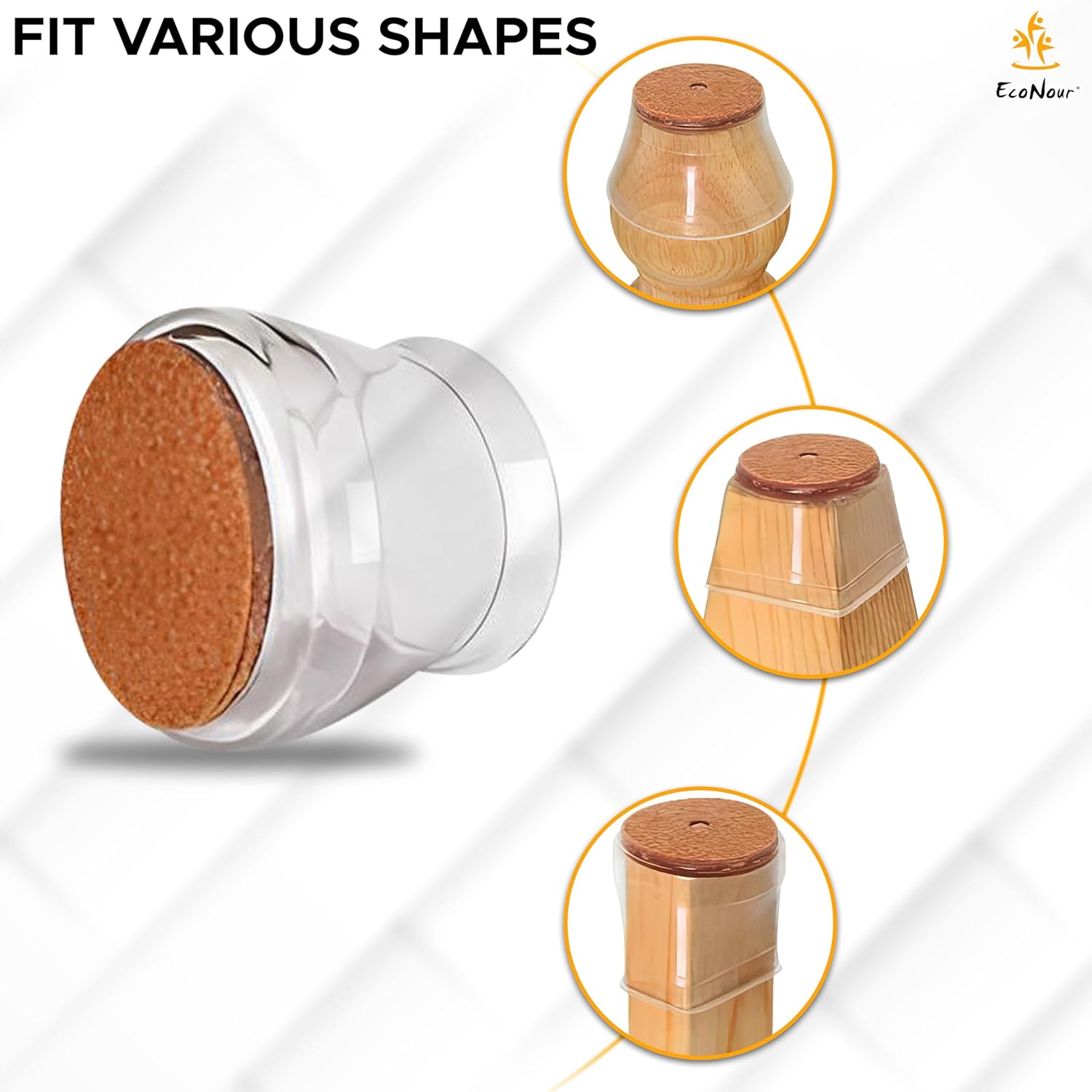 EcoNour 32 Pcs Chair Leg Floor Protectors for Hardwood Floors Silicone Covers to Protect Wood Tile Floors Felt Pads Furniture Cup with Felt Pads for Protecting Floors from Scratches(Large)