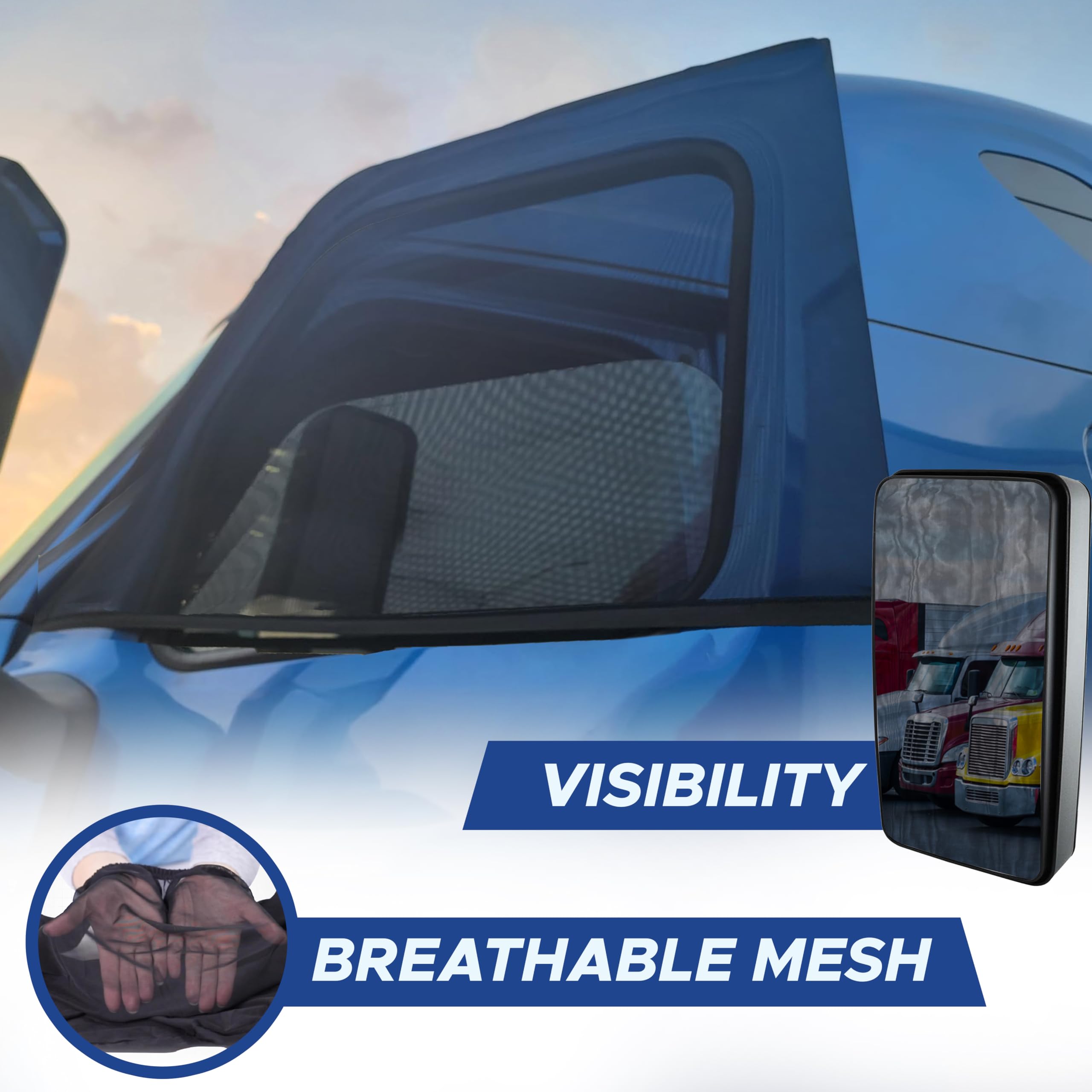 Truck Side Window Shade | EcoNour Mesh Sunshade for Kenworth T680, Peterbilt 579 & 589