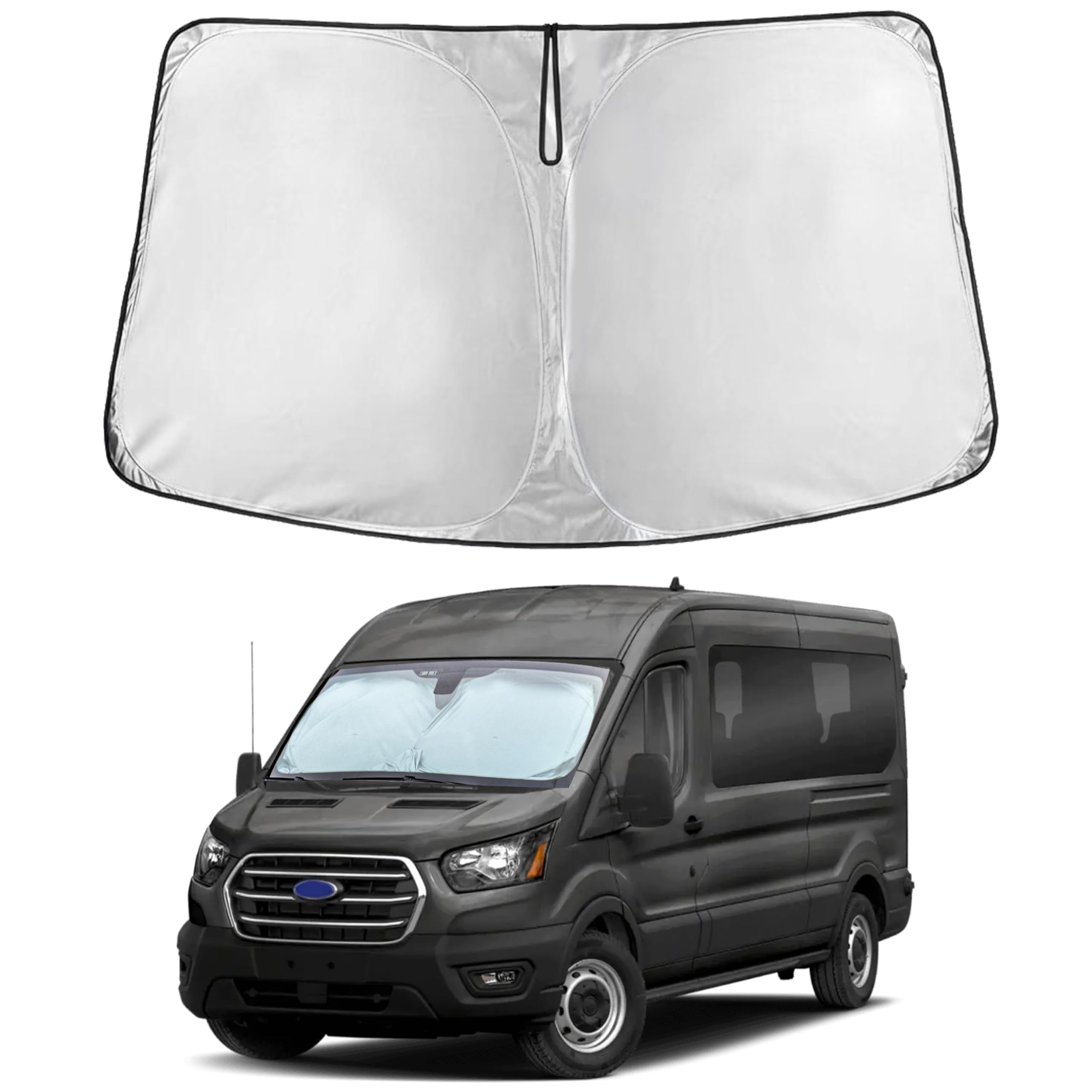 EcoNour Ford Transit Windshield Sunshade (2015–2025) blocks UV rays.