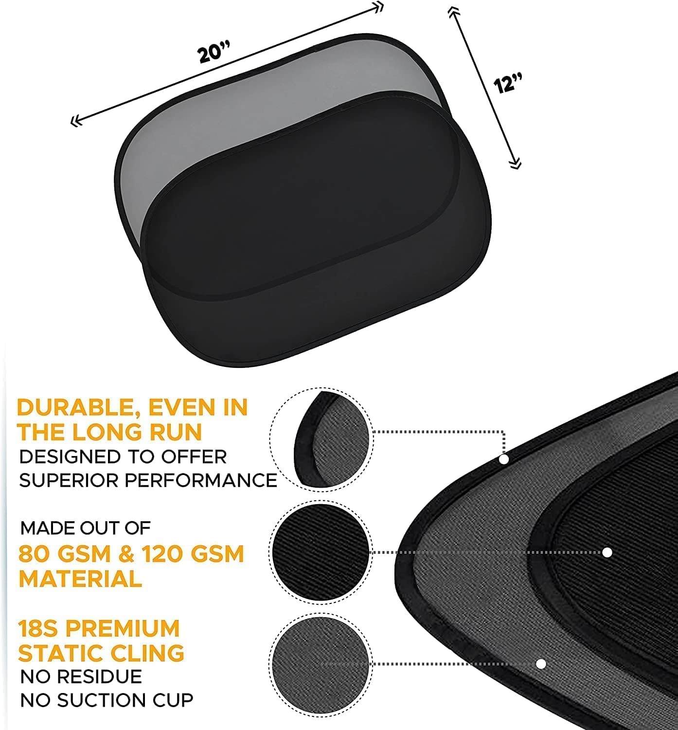 EcoNour Car Window Shades for Baby (4 Pack) - 20