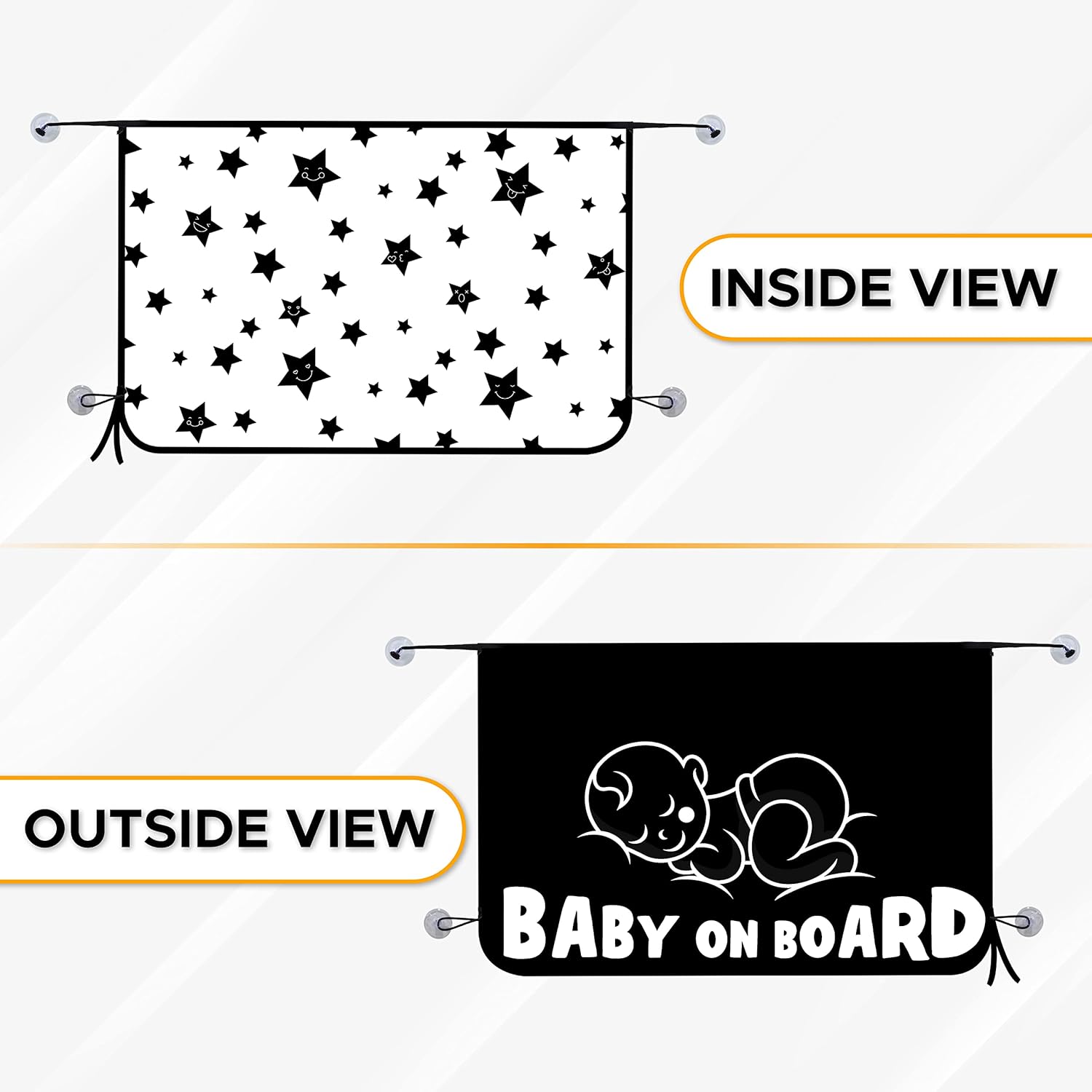 EcoNour Magnetic Car Shades for Side Windows Baby | Car Window Shade for Baby with Heat, Glare & UV Protection | Rear Window Sunshade for Car | Baby Car Travel Accessories - 2 Piece (26x19 Inches)
