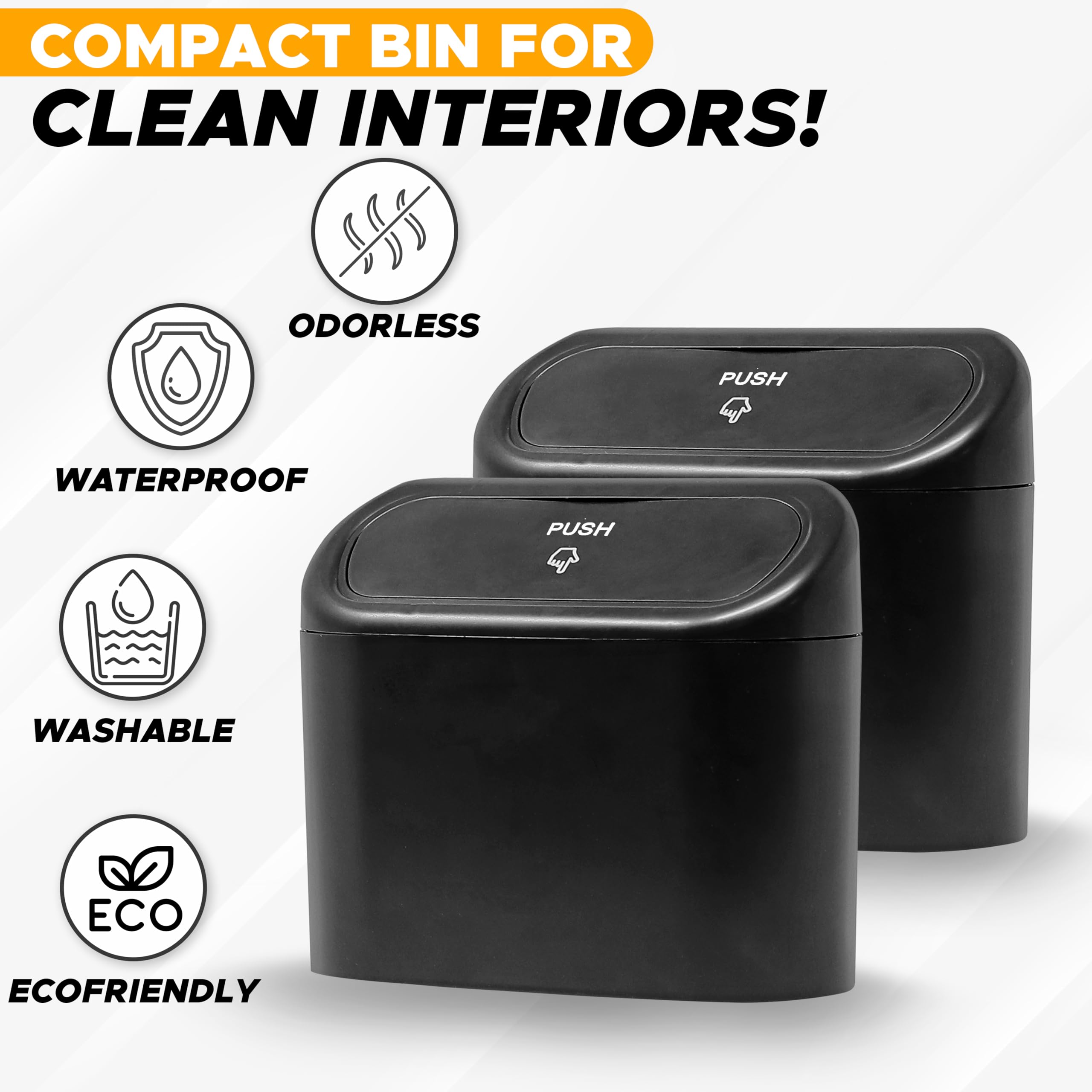 EcoNour Mini Car Trash Can with Lid for Side Door and Back seat (2 Pack) | Ca...