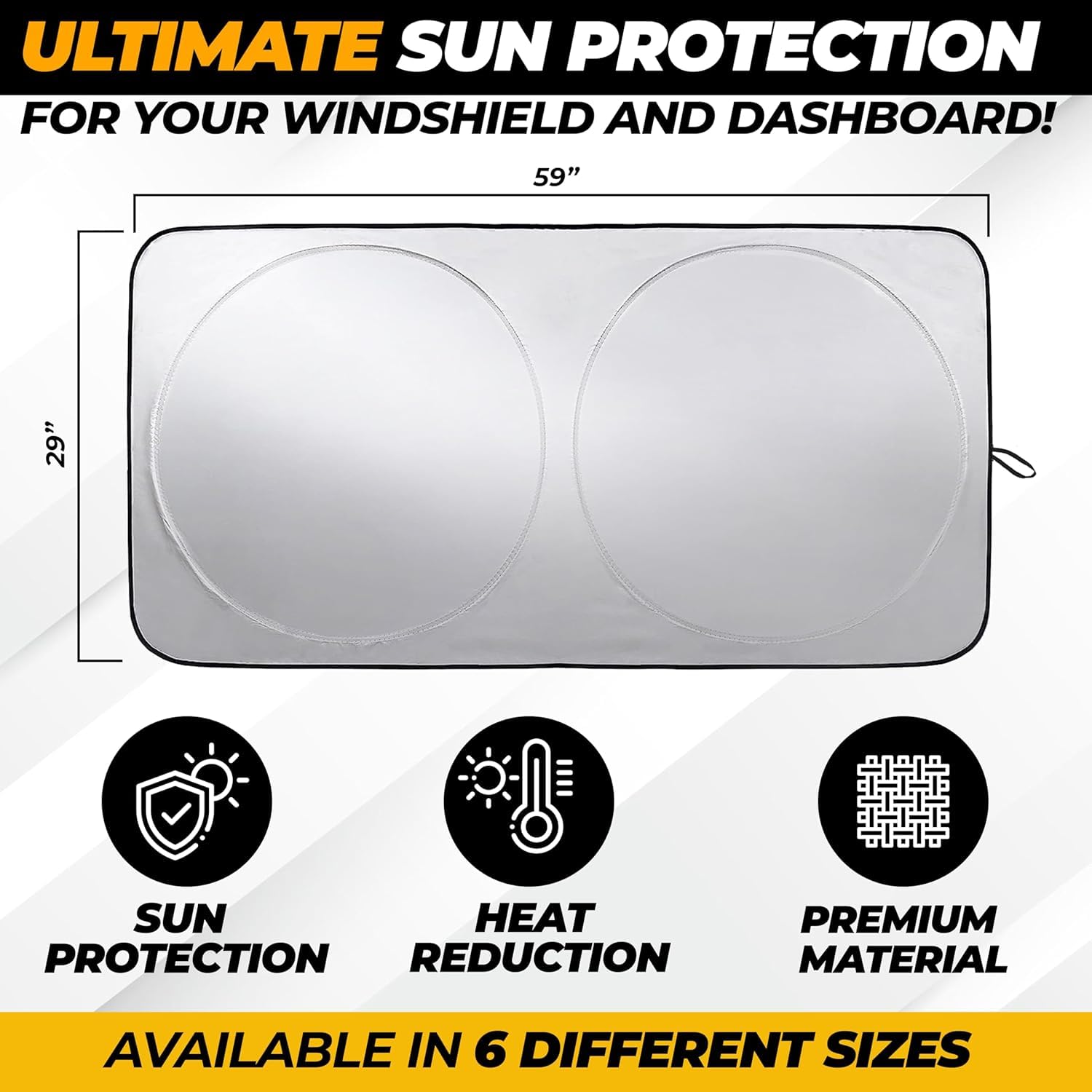 Car Windshield Sun Shade – EcoNour Universal Fit S Size Keeps Interior Cool & Protects Dashboard