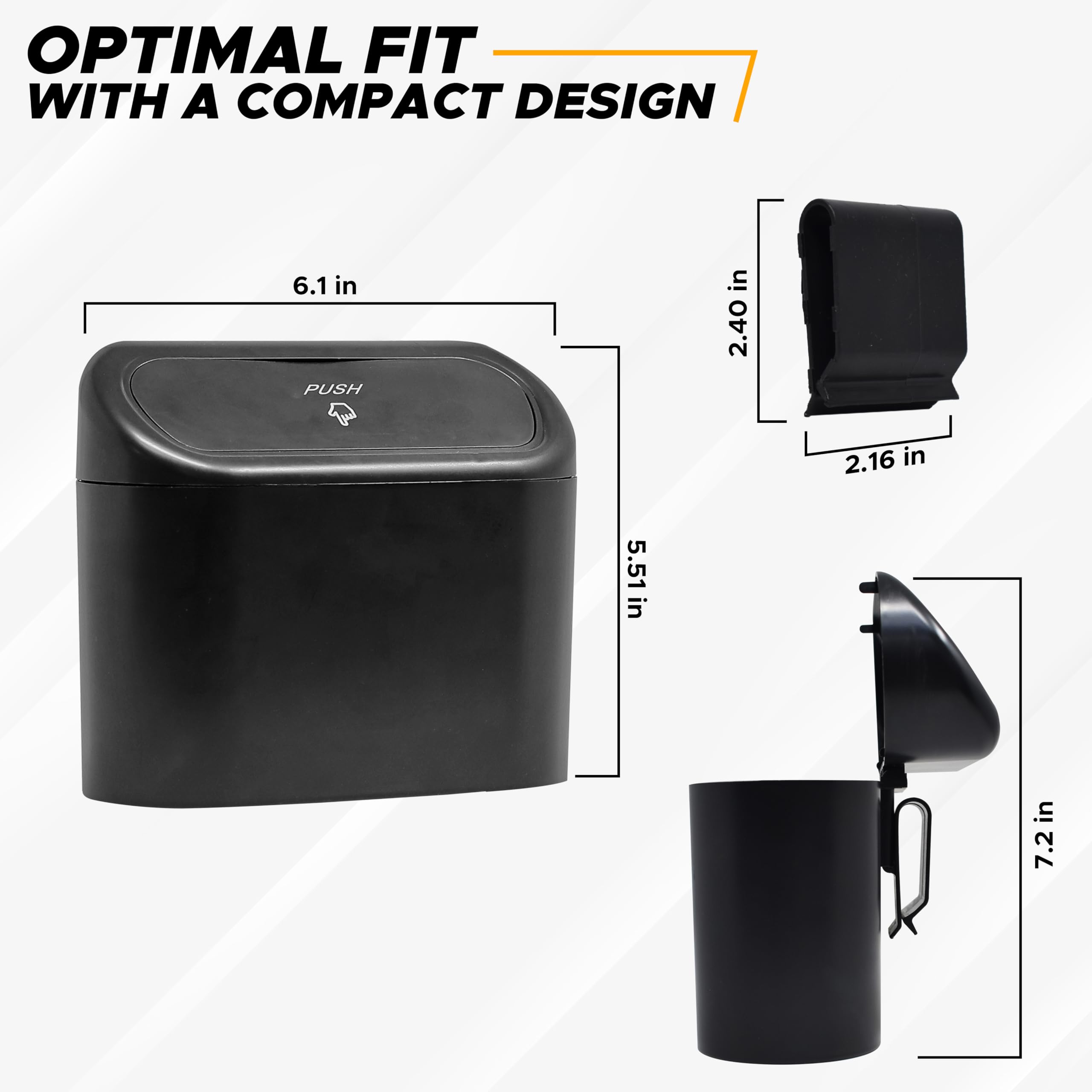 EcoNour Mini Car Trash Can with Lid for Side Door and Back seat (2 Pack) | Ca...
