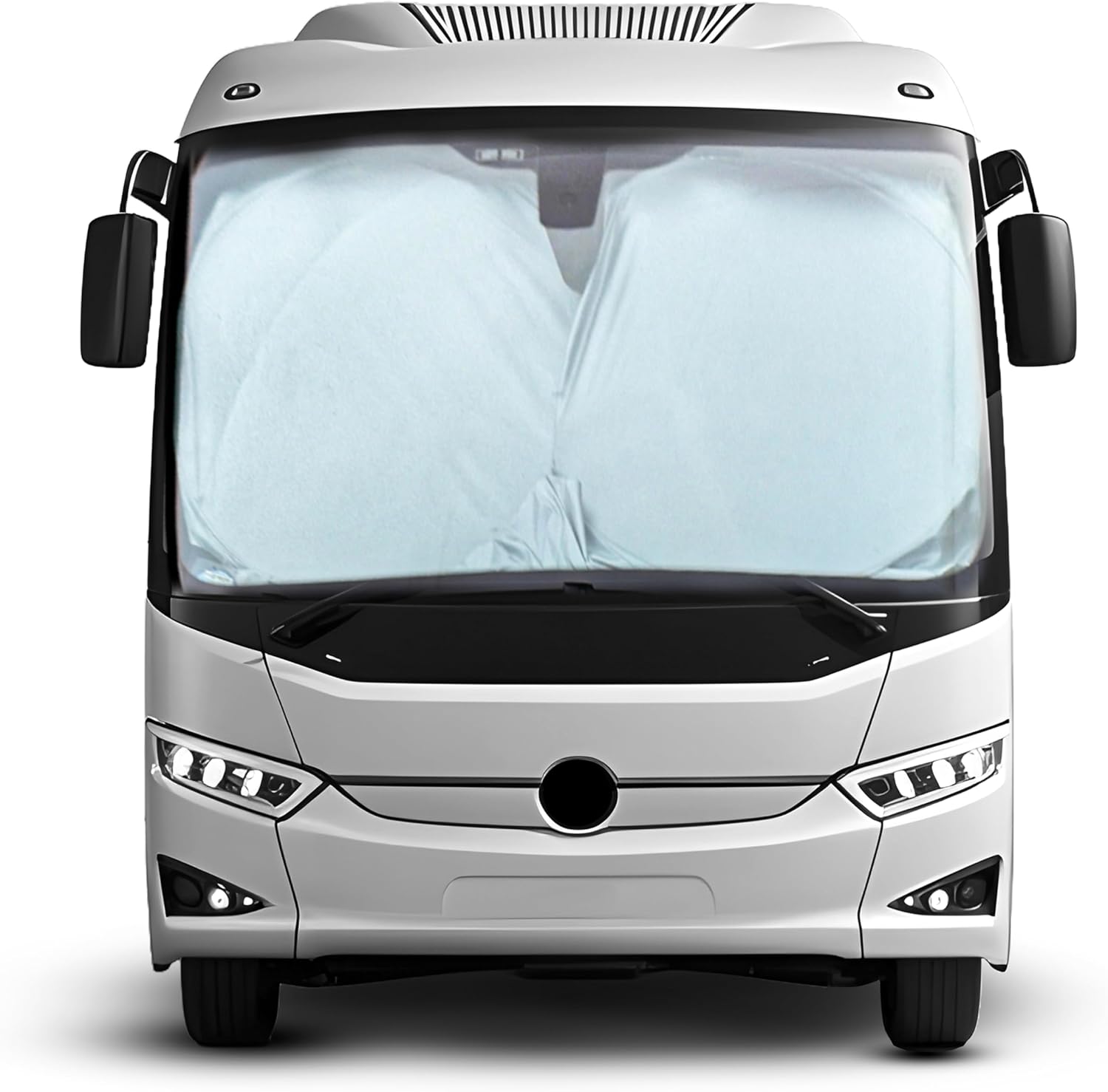 EcoNour RV Bus Windshield Sunshade with Storage Pouch | 240T UV Reflective Nylon Keeps Your RV Motorhome Cool | for Front RVs, Trucks, Motorhomes, Large Bus Windshield Sun Shade | XXL(51