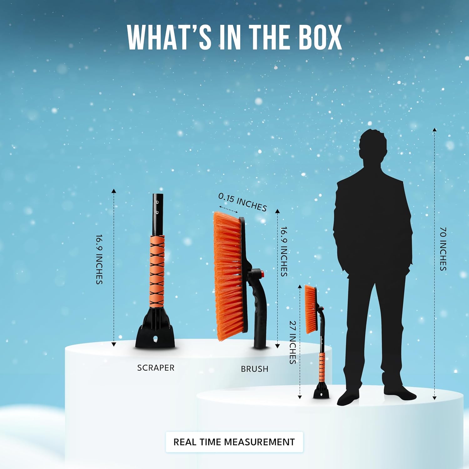 EcoNour 27" 3-in-1 Rotatable Snow Brush & Ice Scraper for Windshield and Windows