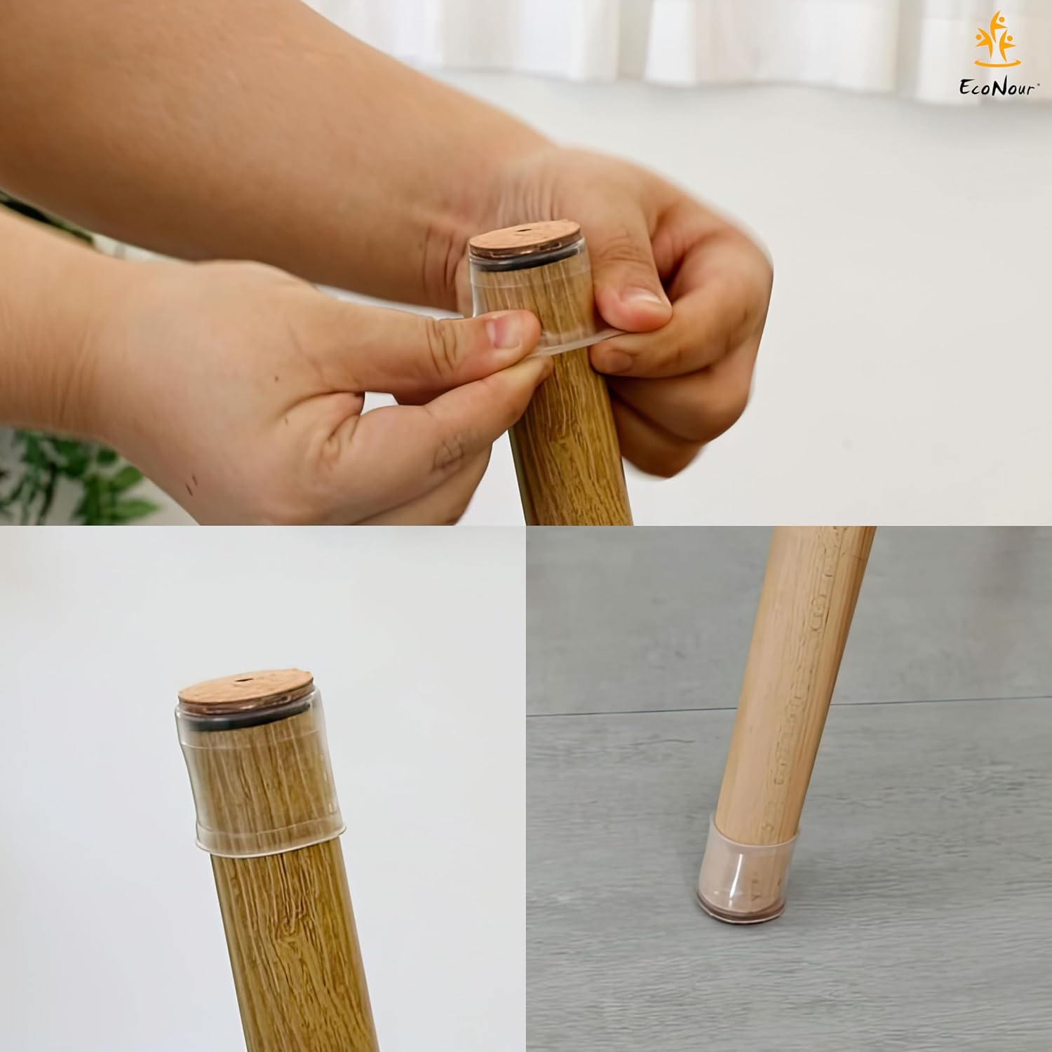 EcoNour 32 Pcs Chair Leg Floor Protectors for Hardwood Floors Silicone Covers to Protect Wood Tile Floors Felt Pads Furniture Cup with Felt Pads for Protecting Floors from Scratches(Large)