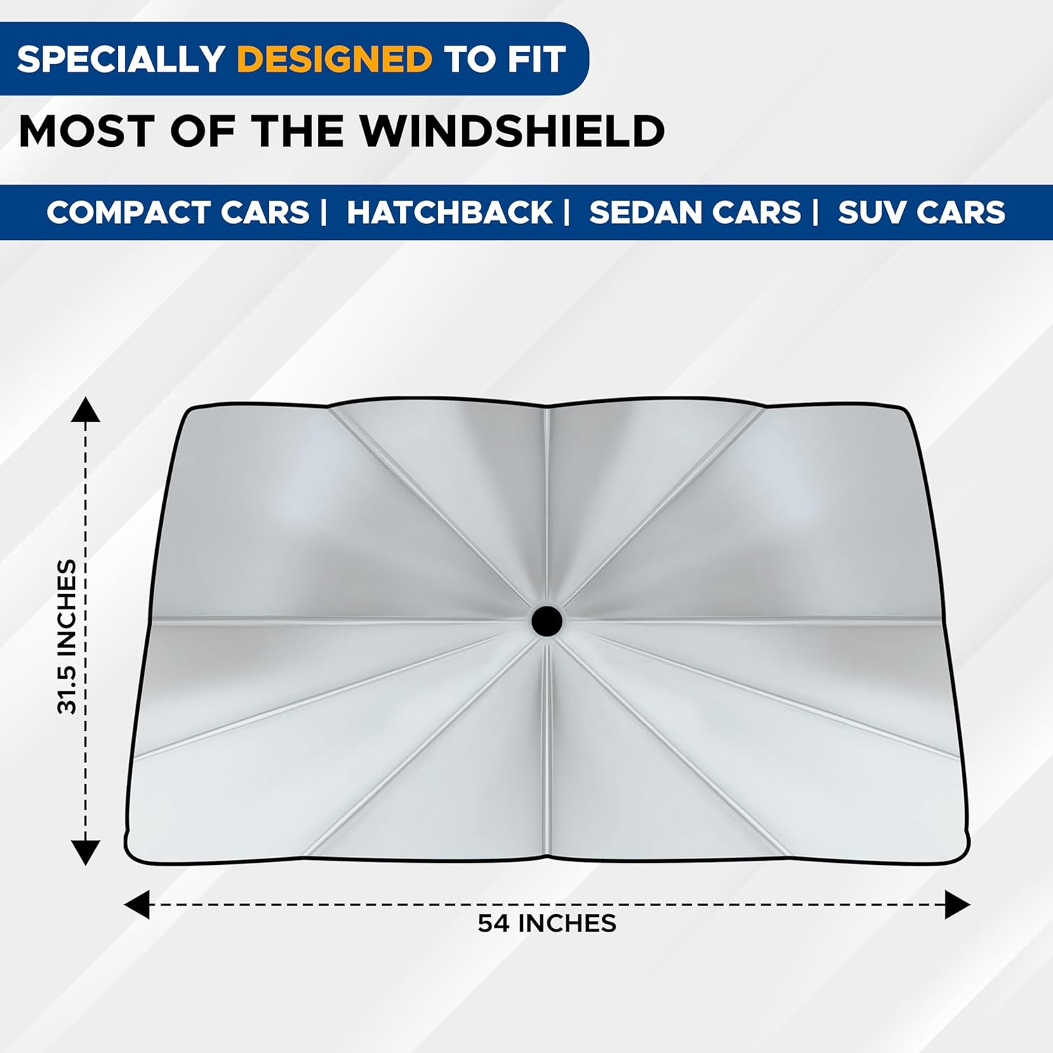 EcoNour Car Windshield Sun Shade, Umbrella Car Sun Shade – Foldable Glass Fiber Car Shade, UV Sunshade for Car Windshield, 240T Polyester Sun Shade Car Windshield, Car Sun Shade Windshield (57