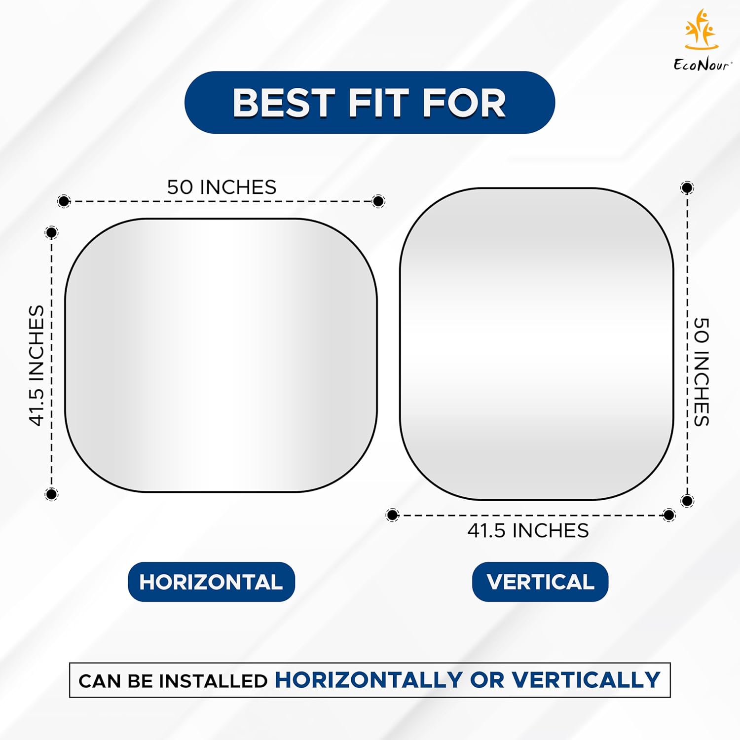 EcoNour Car Windshield Sun Shade (2 Pieces) - 41.5 x 50 inches Car Sun Shade Made of Durable 240T Reflective Polyester Blocks Heat and UV Rays - XXL Foldable Windshield Sunshade RV Accessories