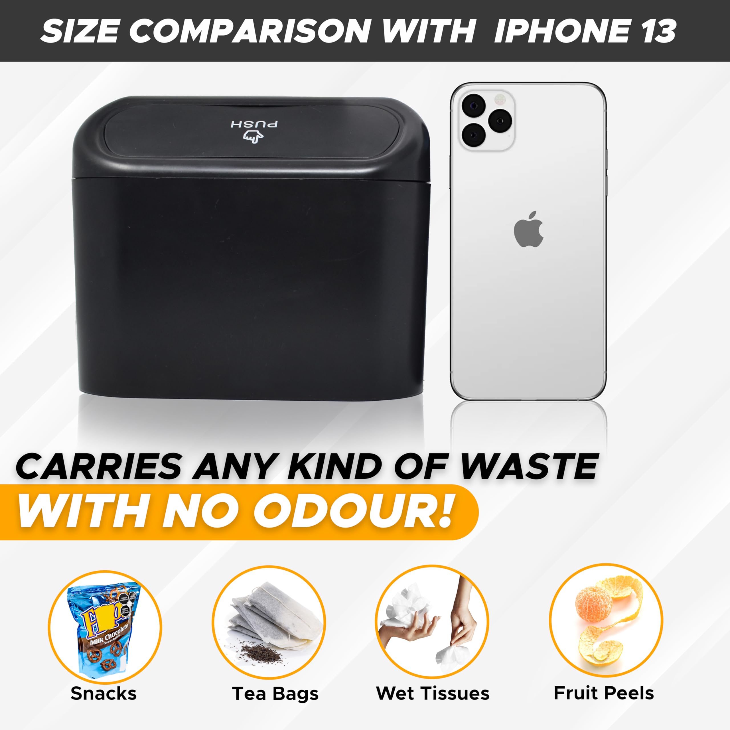 EcoNour Mini Car Trash Can with Lid for Side Door and Back seat (2 Pack) | Ca...