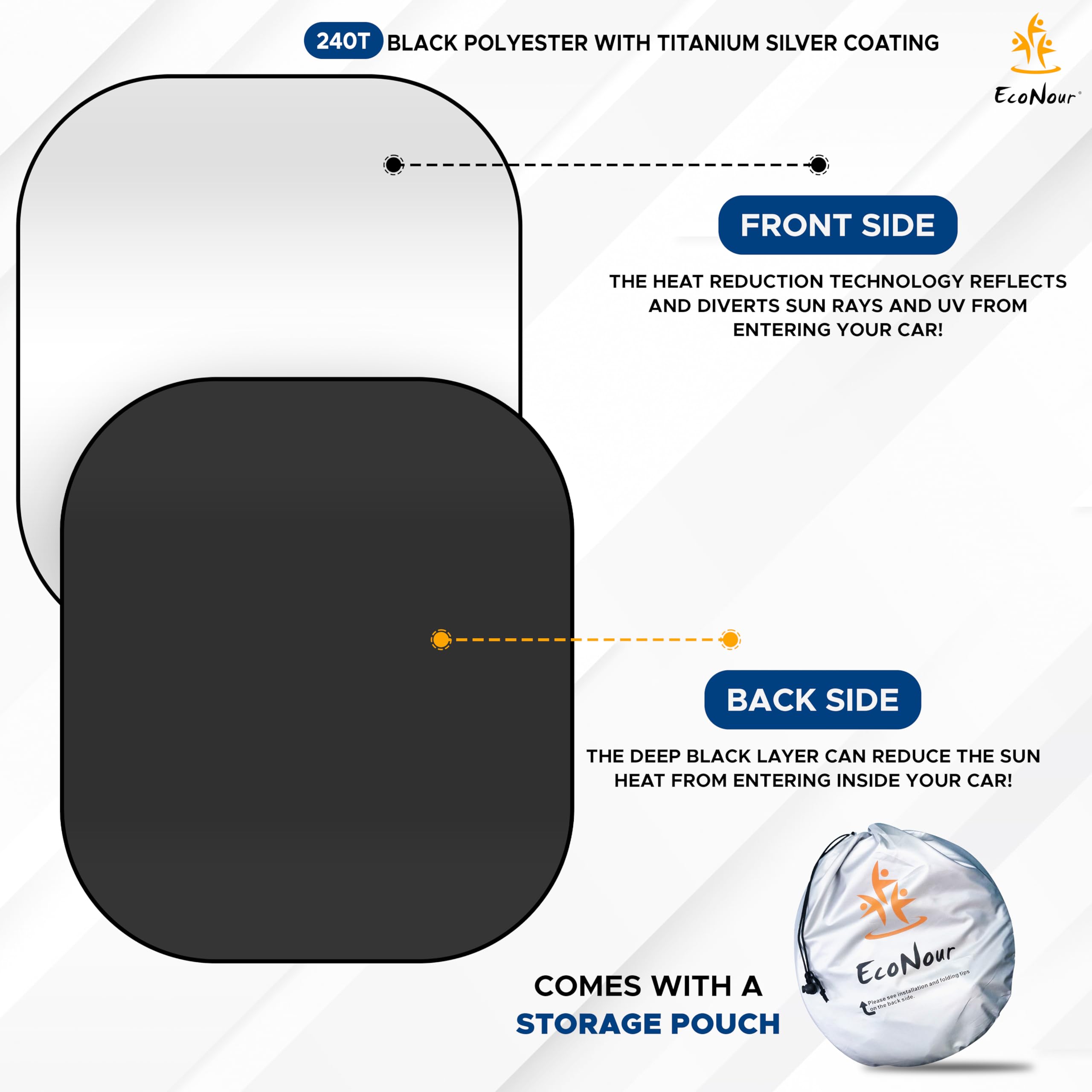 Car Windshield Sun Shade Foldable | EcoNour Protects Car Interior from Sun Damage
