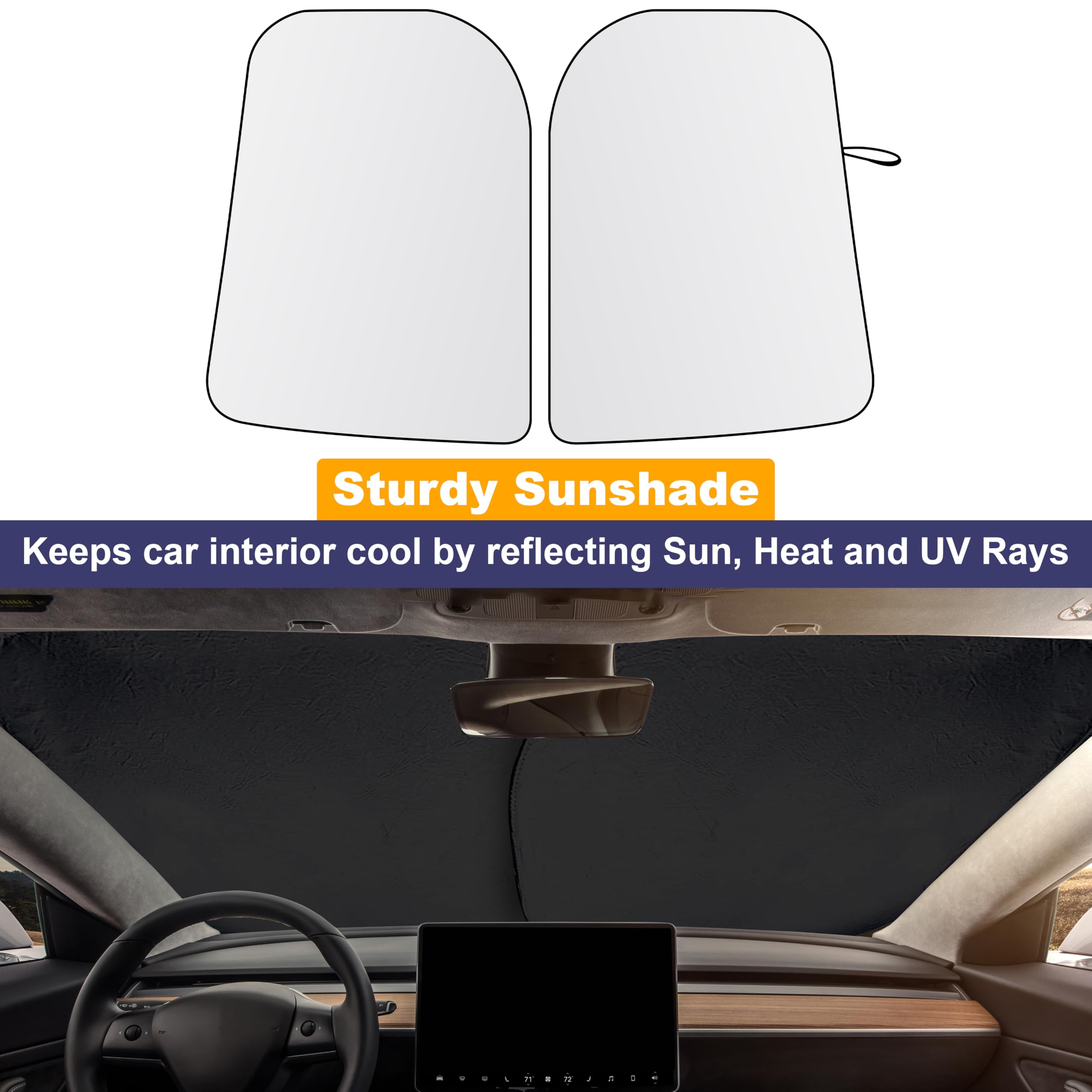 Tesla Windshield Sun Shade – EcoNour Reflective Windshield Protector for Model Y