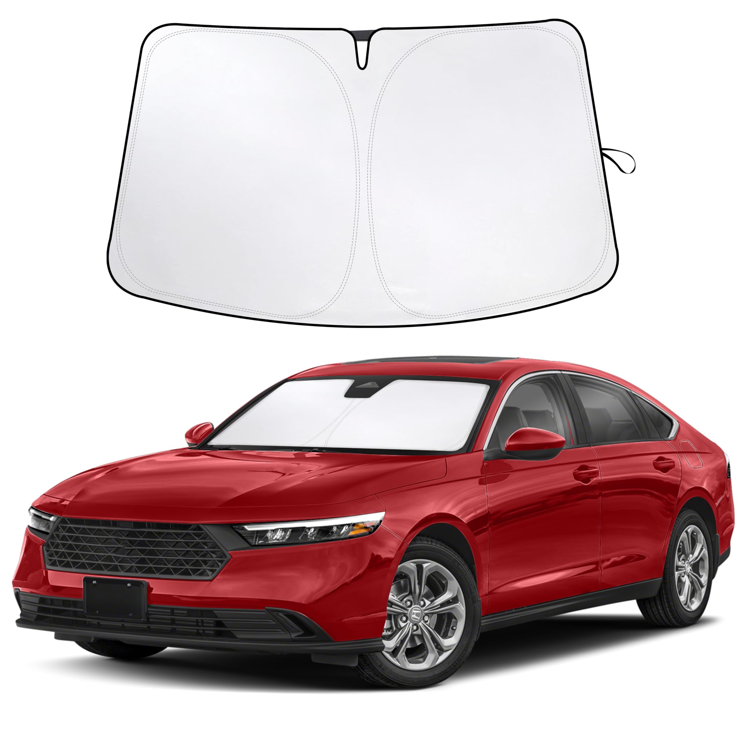 for Honda Accord 2018-2024 2025 Car Windshield Sunshade-EcoNour 240T Polyester Material Cars Sun Visor Reflector - Blocks UV Rays - Foldable Sunshade Interior Protection Accessories