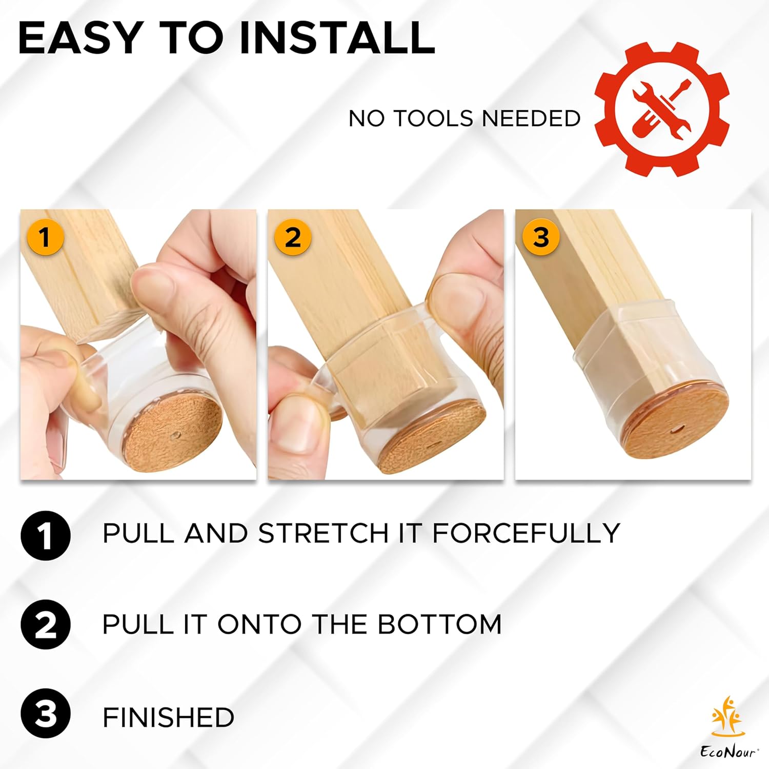 EcoNour 32 Pcs Chair Leg Floor Protectors for Hardwood Floors Silicone Covers to Protect Wood Tile Floors Felt Pads Furniture Cup with Felt Pads for Protecting Floors from Scratches(Large)