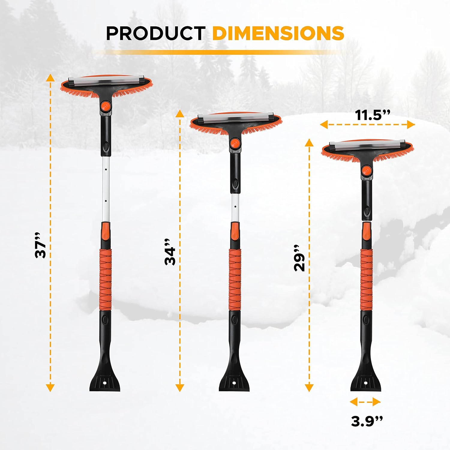 6-in-1 Snow Shovel & Rotating Snow Brush, EcoNour heavy-duty extendable tool for cars, trucks, and SUVs.