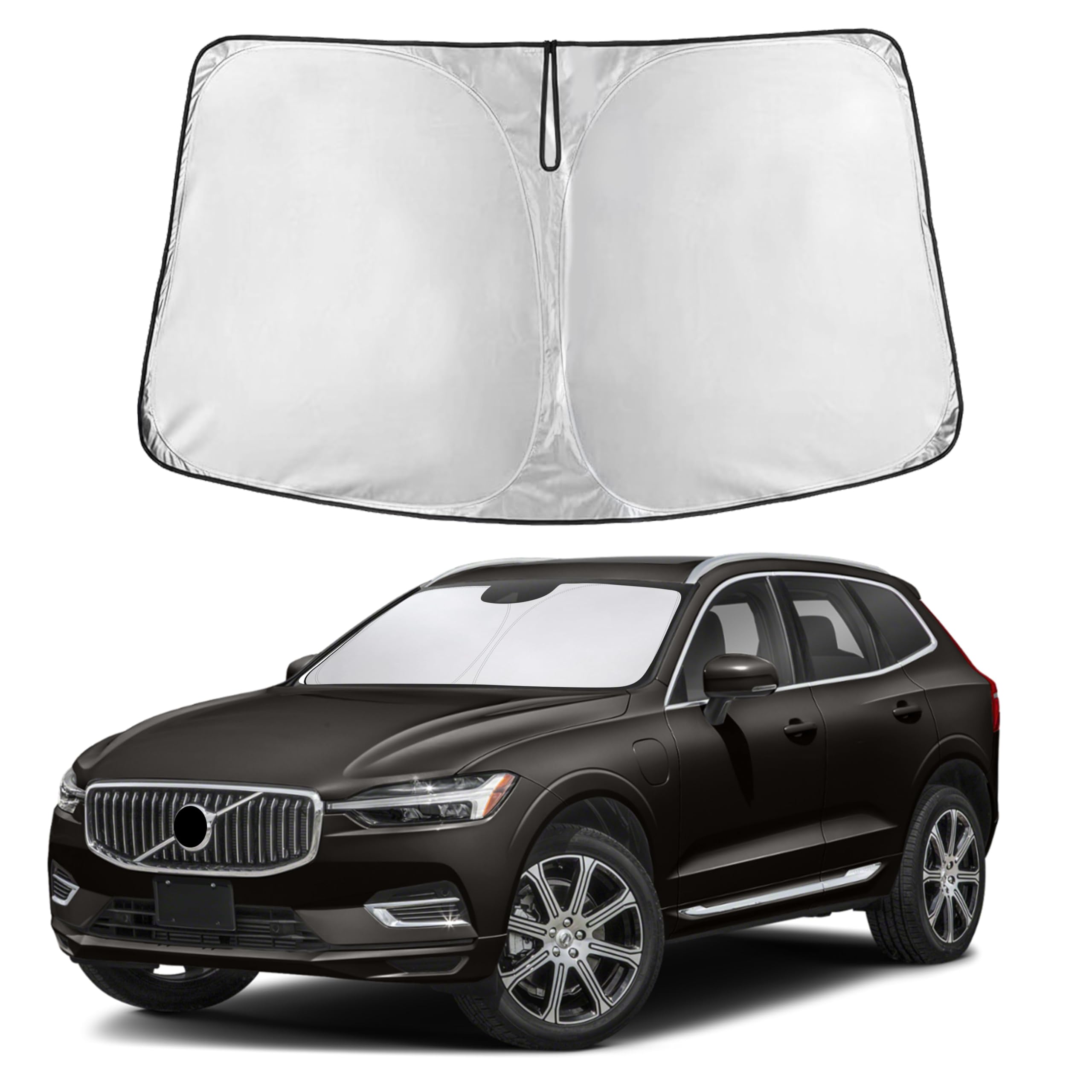 EcoNour Volvo XC60 Windshield Sunshade (2018–2025) – Foldable visor blocks UV rays & heat, protects car interior.