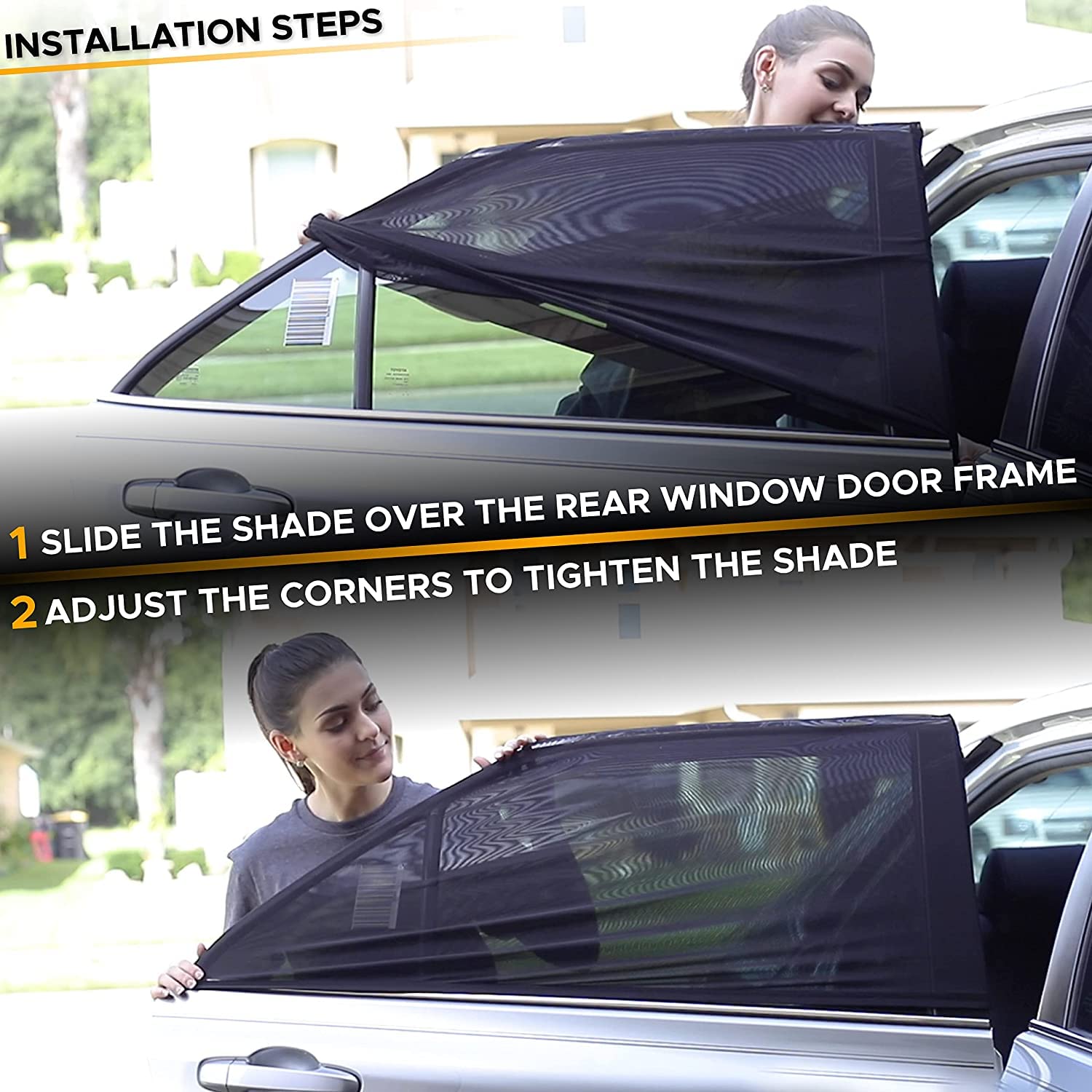 Side Window Shades for Cars and SUVs | EcoNour 2 Pack Large 38