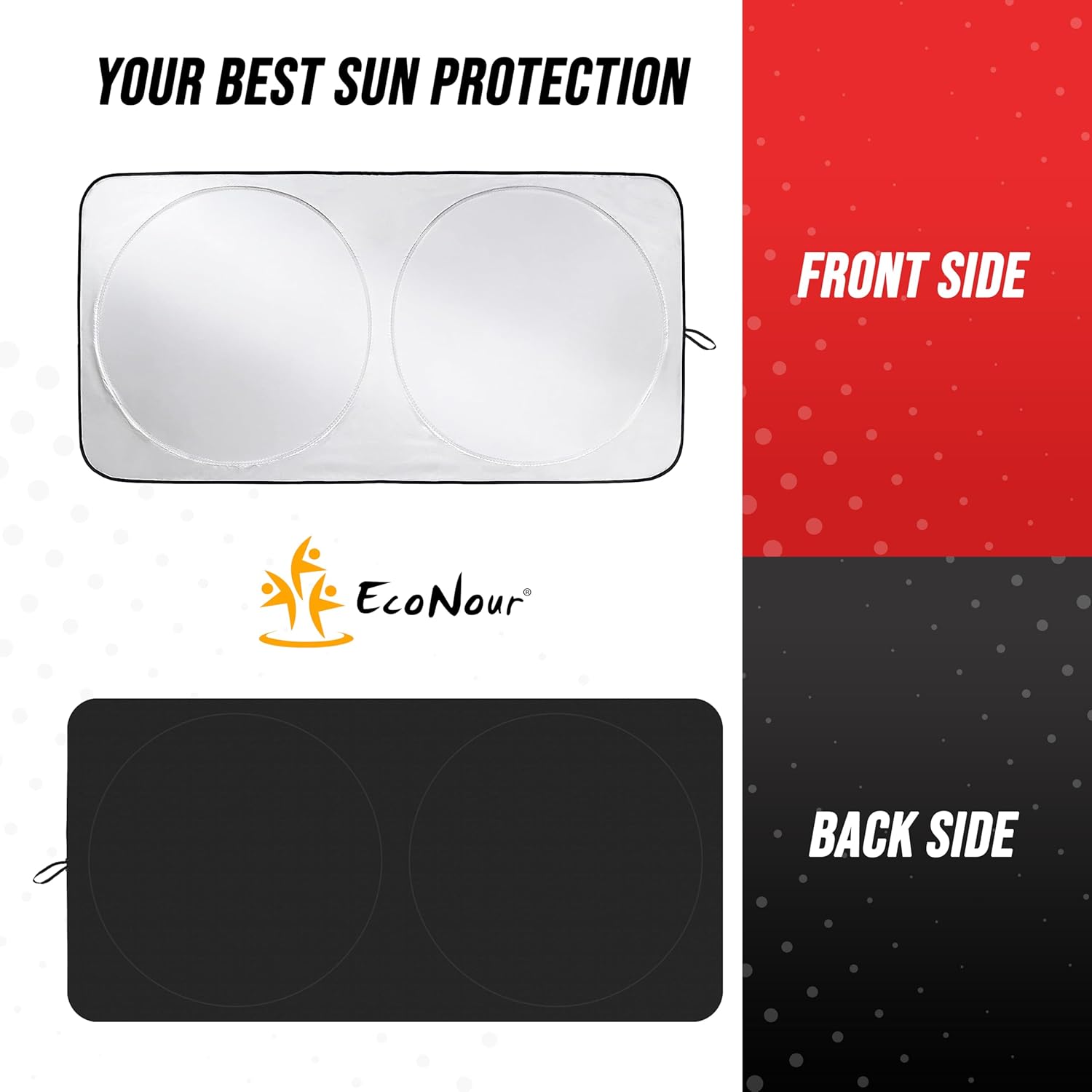 EcoNour Tesla Windshield Sunshade for Model 3/Y | 240T Polyester Shield for Tesla Model 3 Sunshade | Superior UV & Heat Protection Tesla Model Y Sunshade | Car Interior Tesla Accessories for Summer