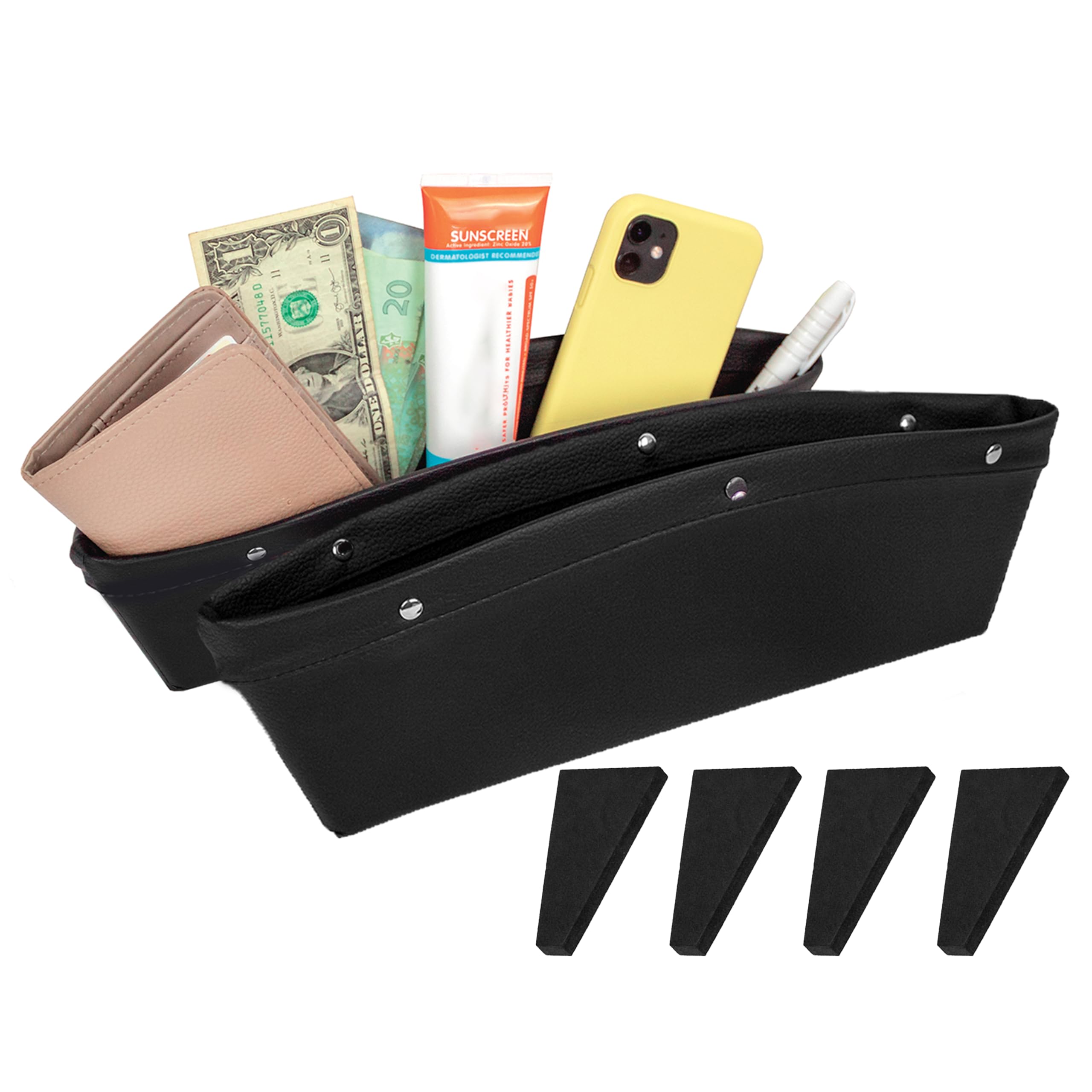 EcoNour Car Seat Organizer 2 Pack gap filler storage box