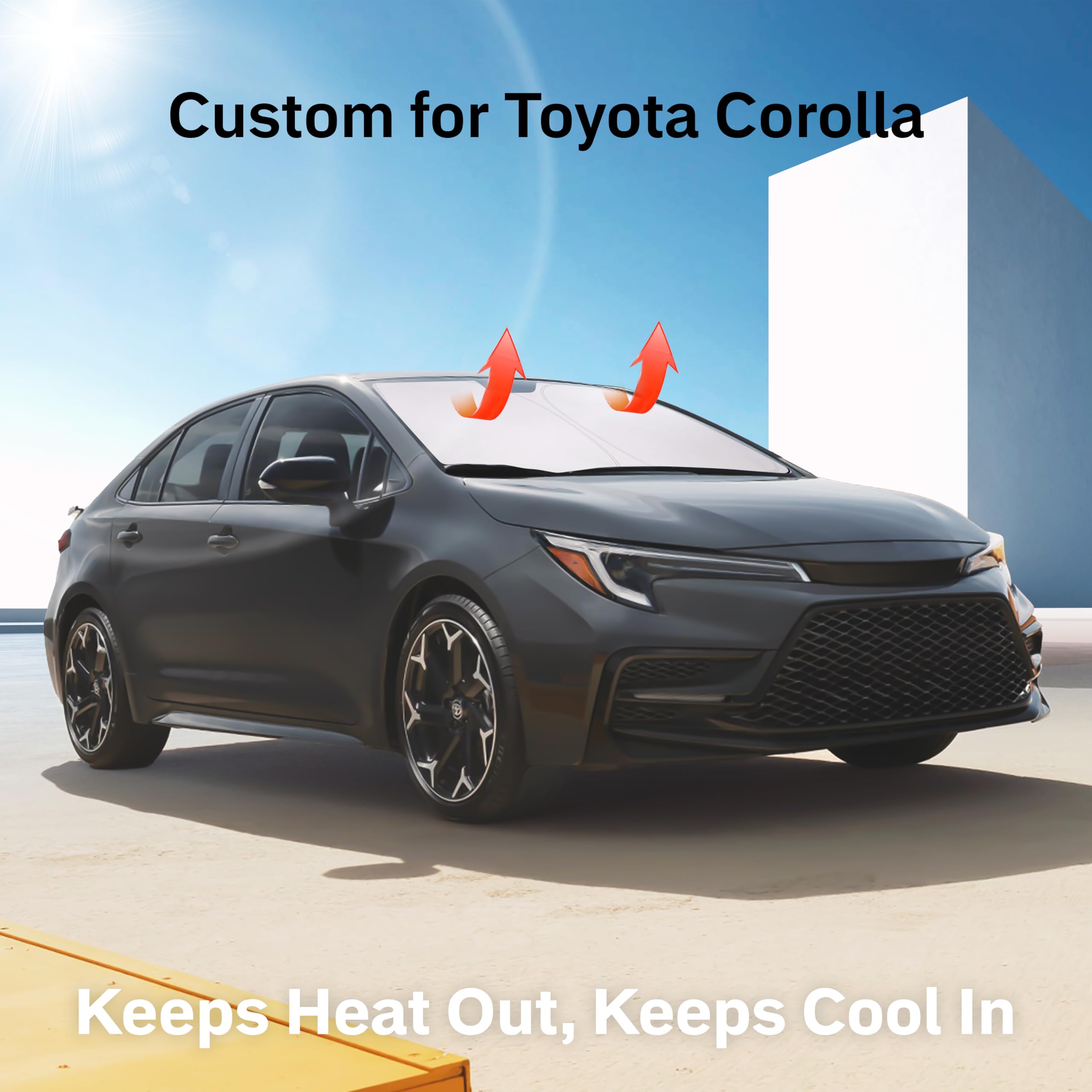 Toyota Corolla Windshield Sunshade – Foldable 240T visor protects car interior.