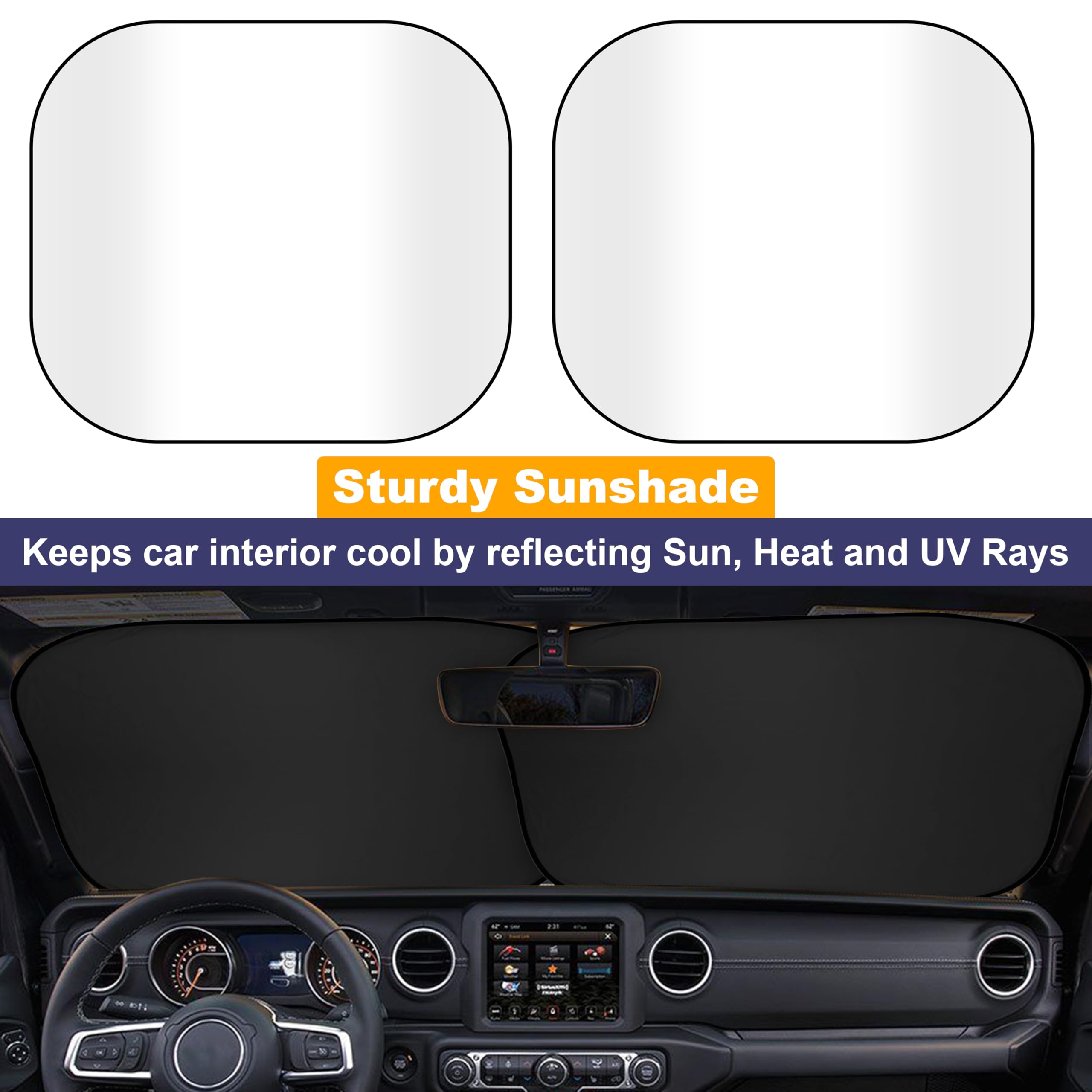 Jeep Windshield Sunshade | EcoNour Blocks UV Rays & Heat for Wrangler & Compass