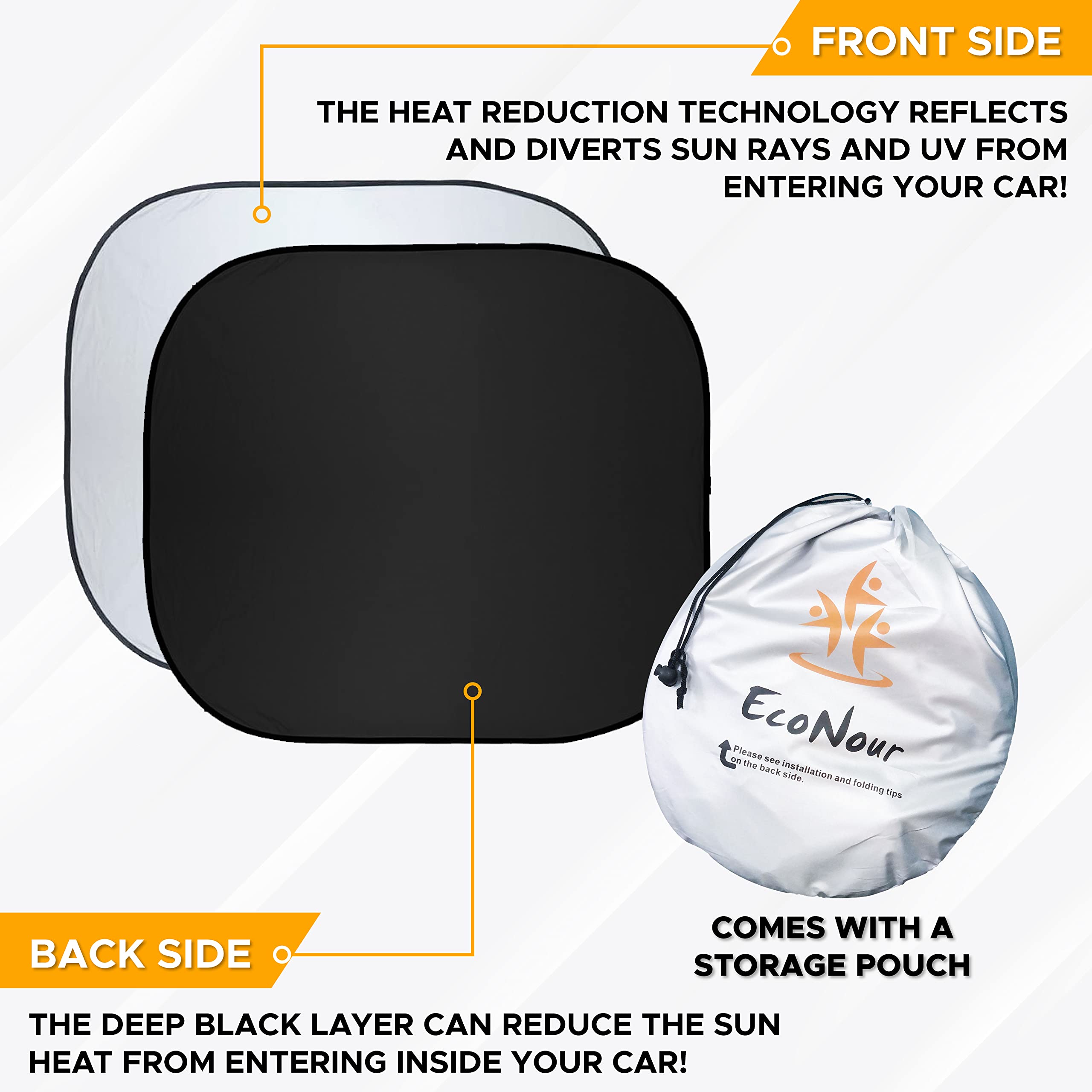 2-Piece Car Windshield Sunshade | EcoNour Sun Blocker for Car Front Windows