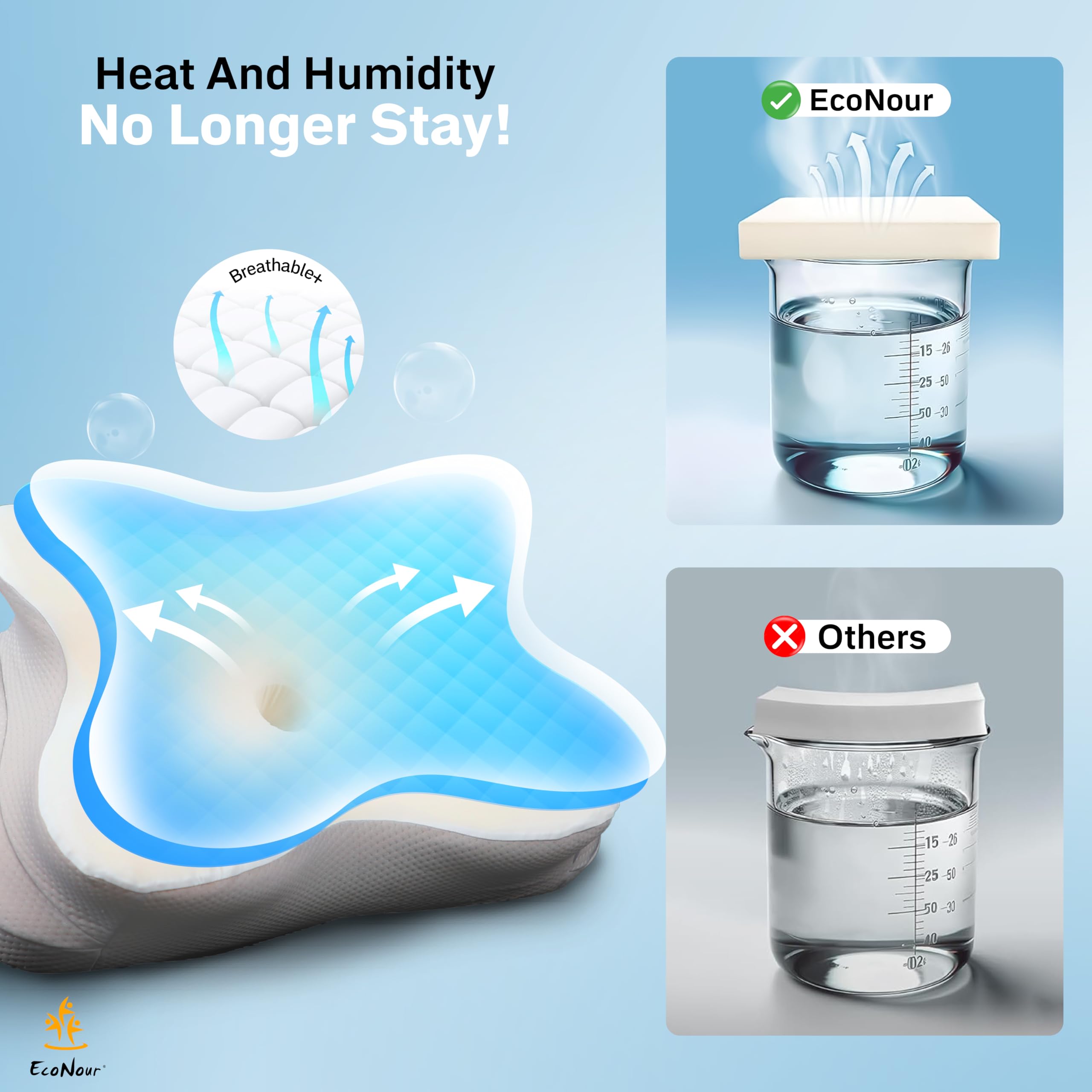 Cervical Neck Pillow with contoured design for spine alignment