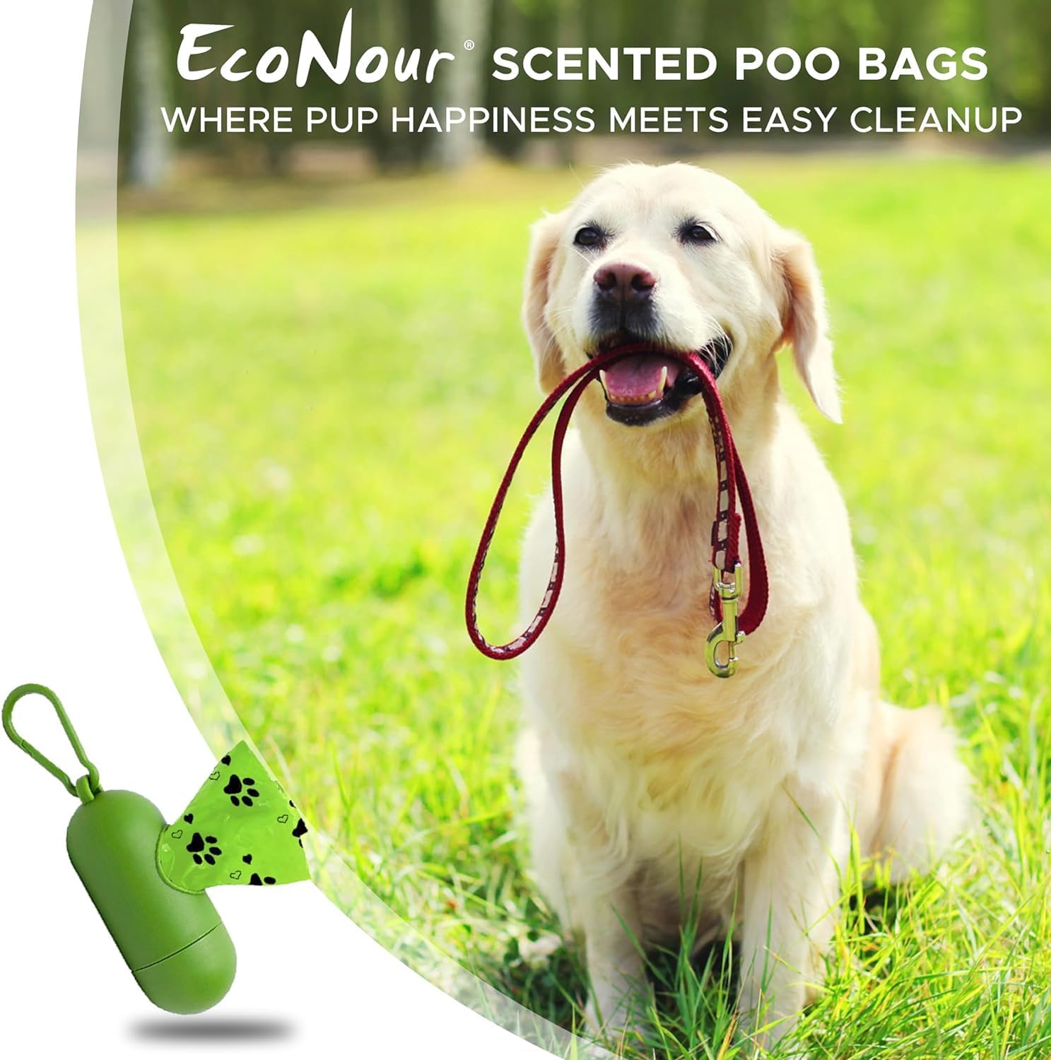 EcoNour Dog Poop Bags 540 Counts Biodegradable Poop Waste Bag with Odor-Masking Scent and Dispenser - 100% Leak Proof Convenient Dispensing, Durable & Generously Sized Dog Poop Bags for Pet Owners