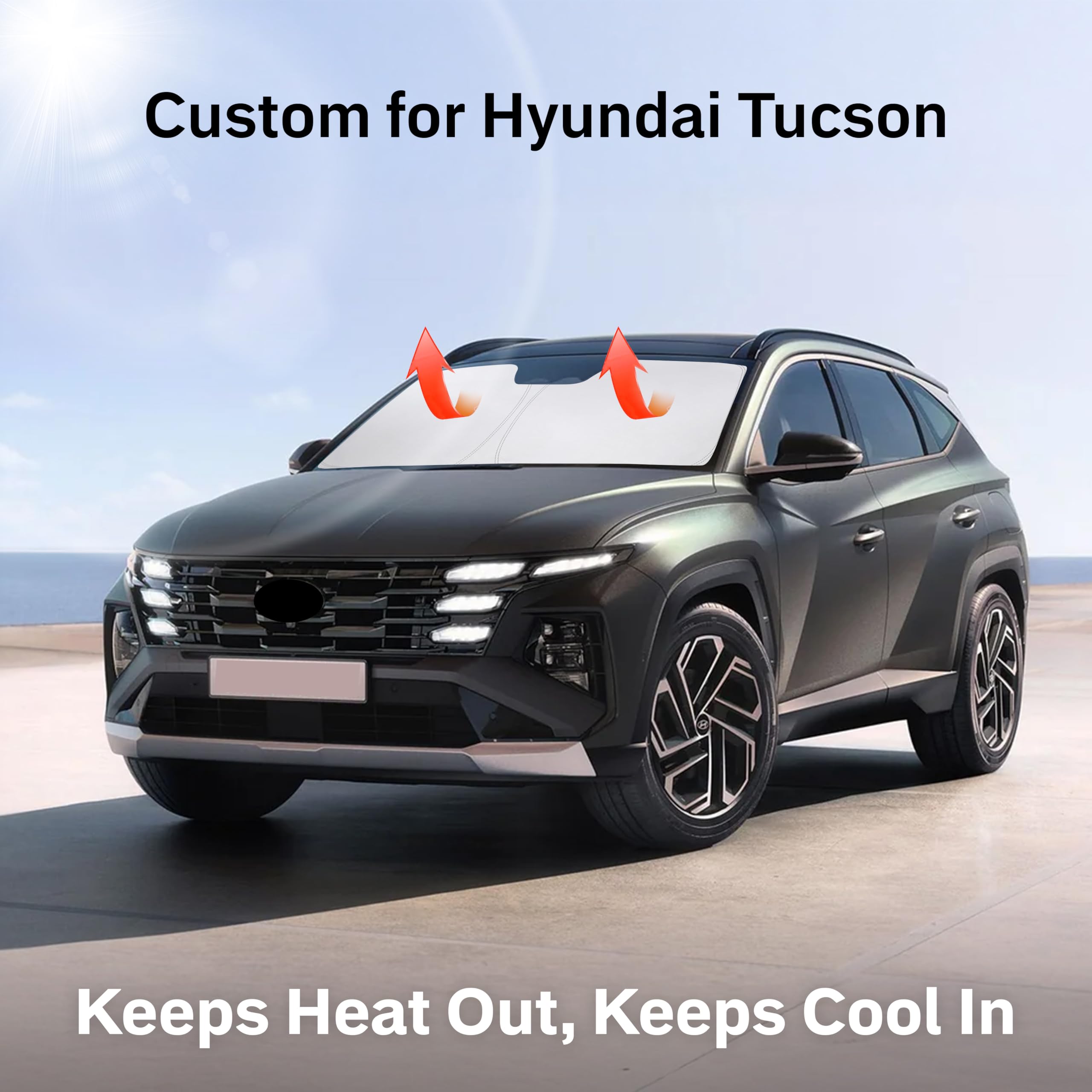 EcoNour Hyundai Tucson Windshield Sunshade (2016–2021) foldable car sun visor.