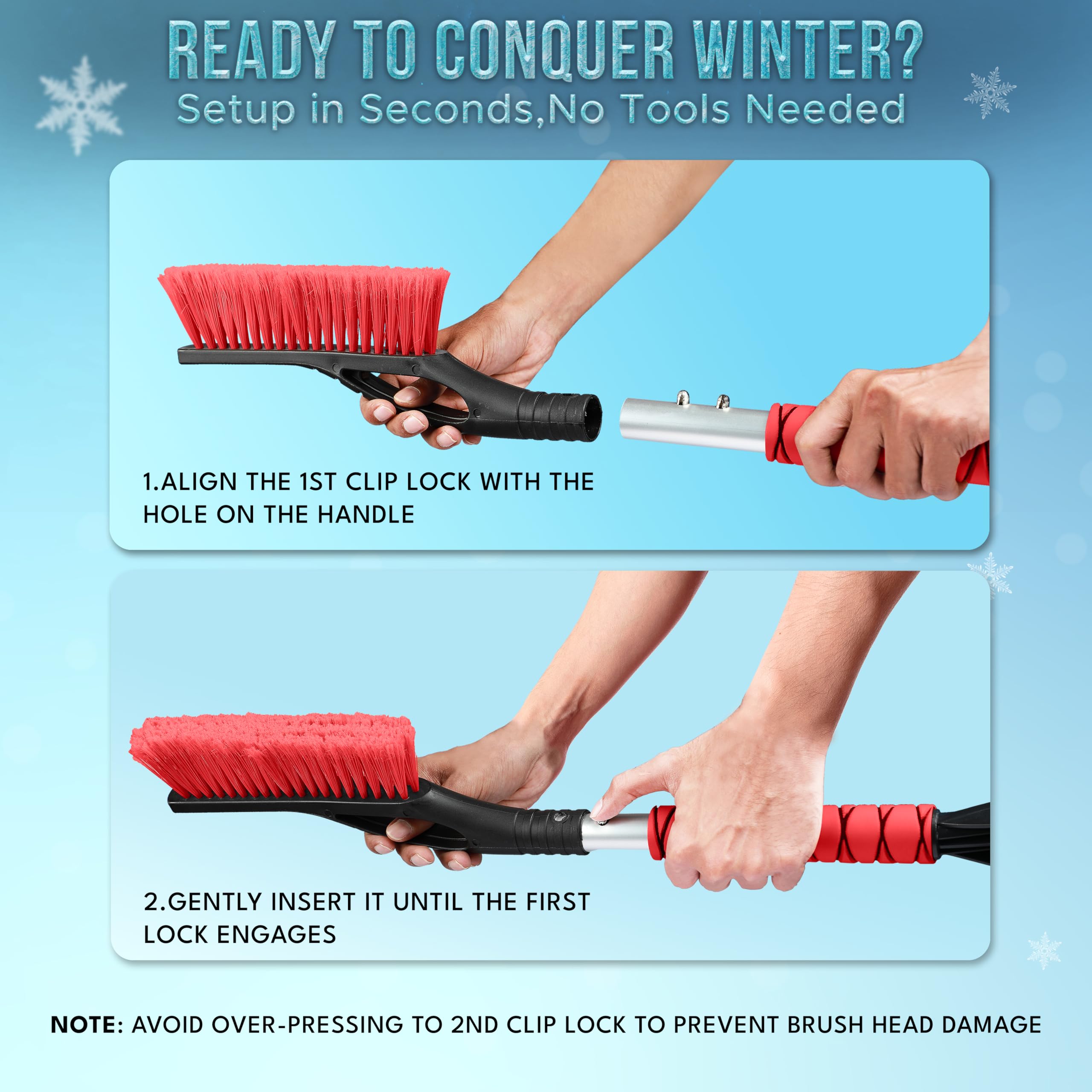 Aluminum Snow Brush with Ice Scraper | EcoNour 3-Pack Winter Accessories for Cars