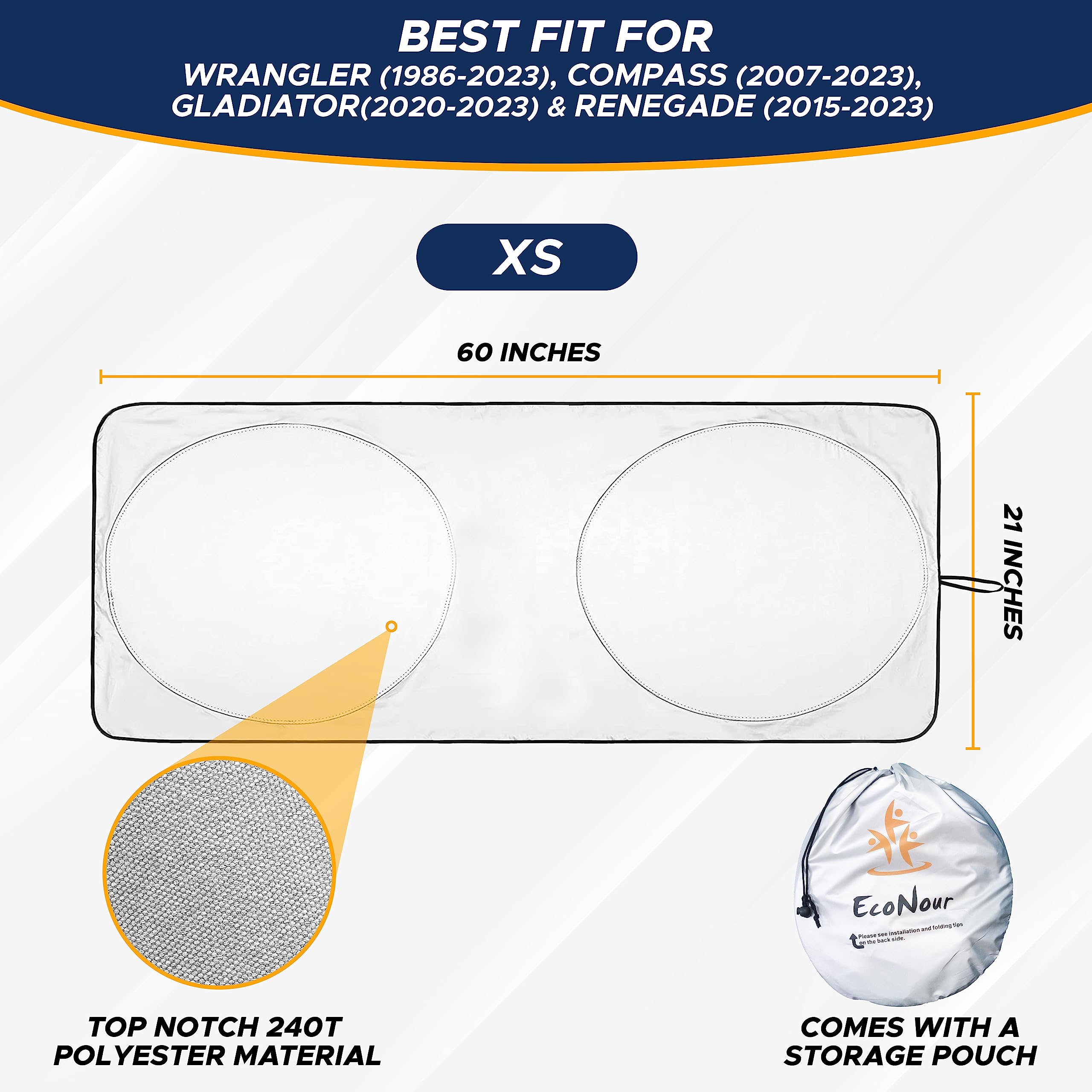 Jeep Windshield Sunshade – UV Ray Protection Car Interior Accessory