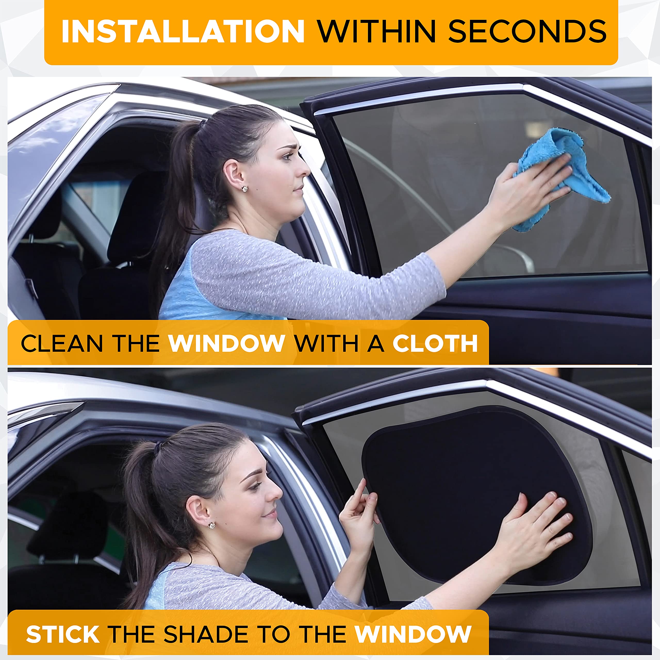 Car Side Window Shades XL (4 Pack) | Sun Glare and Heat Blocker for SUVs, Trucks, and Sedans | EcoNour