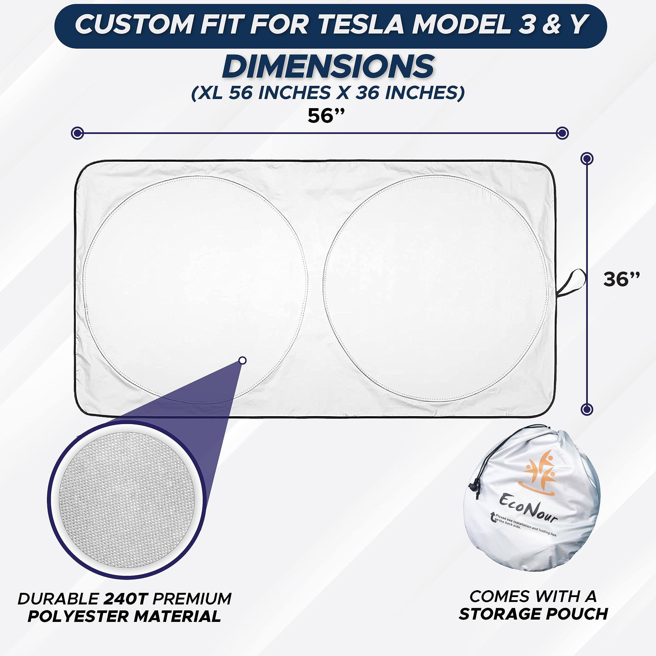 EcoNour Windshield Sun Shade Compatible for Tesla Model 3 & Model Y 2017�2026...